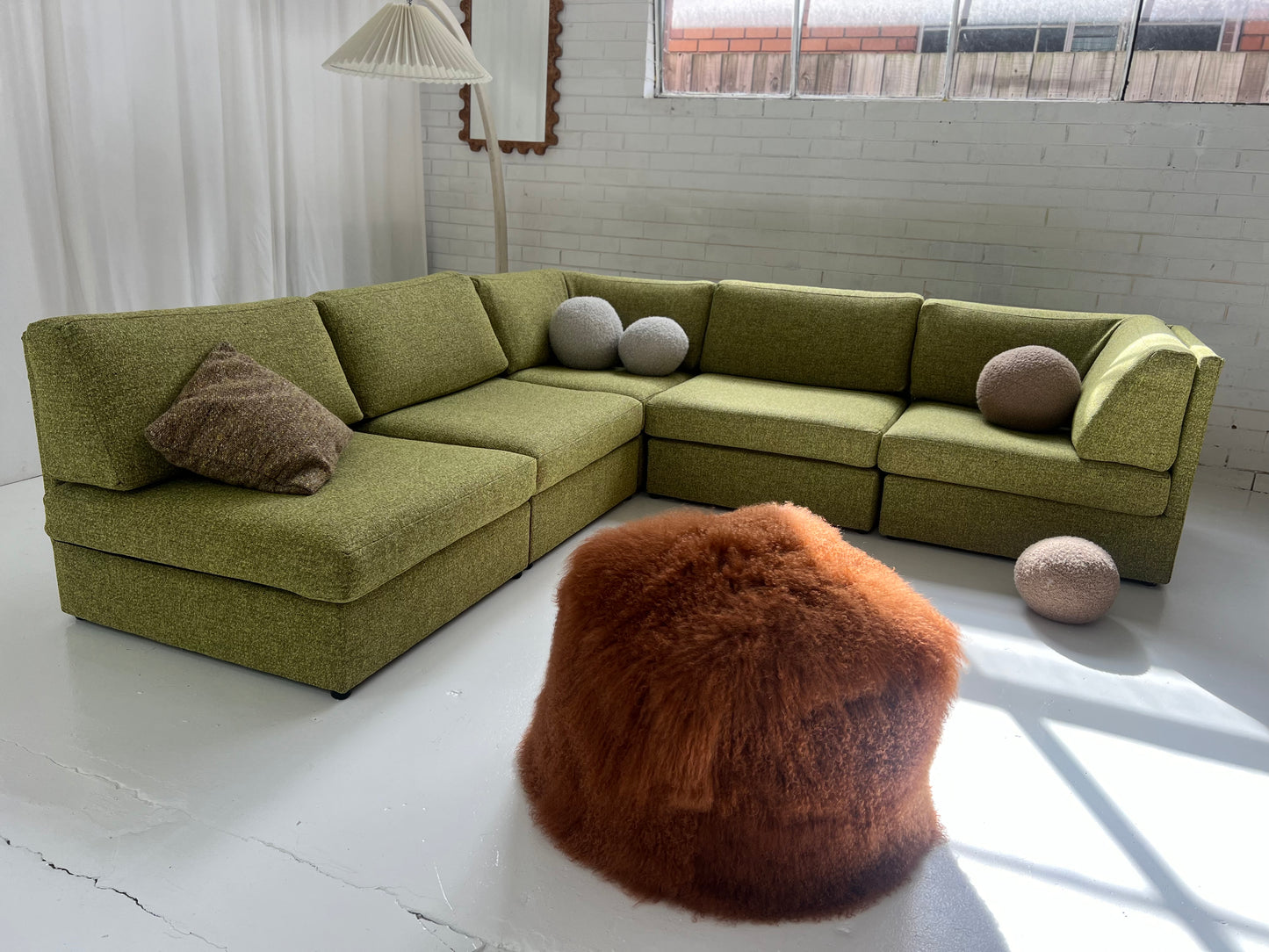 Green Boucle Modular Sofa Set - Preorder
