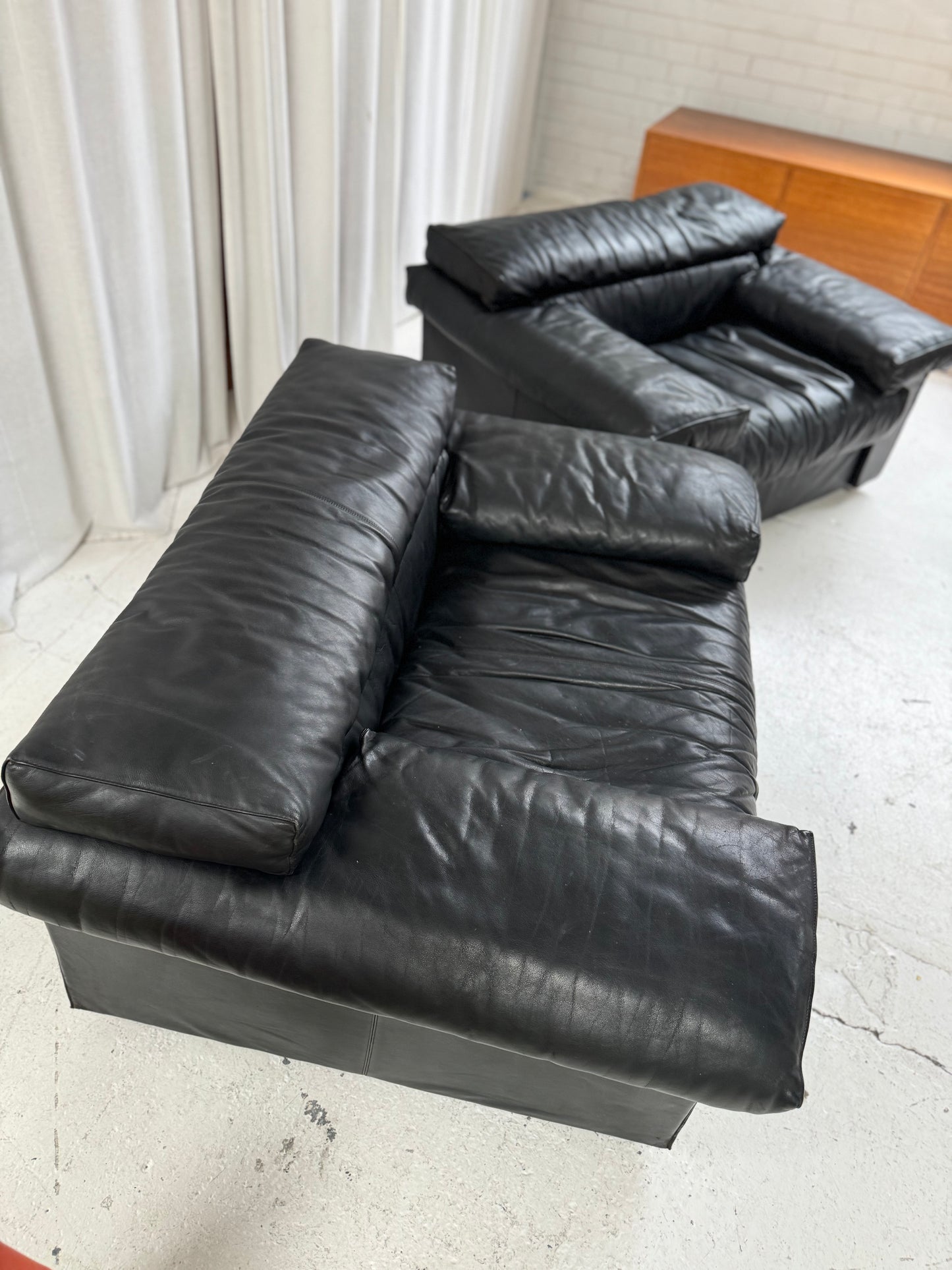 Erasmo Leathers Armchairs by Tobia Scarpa for B&B Italia, 1970s