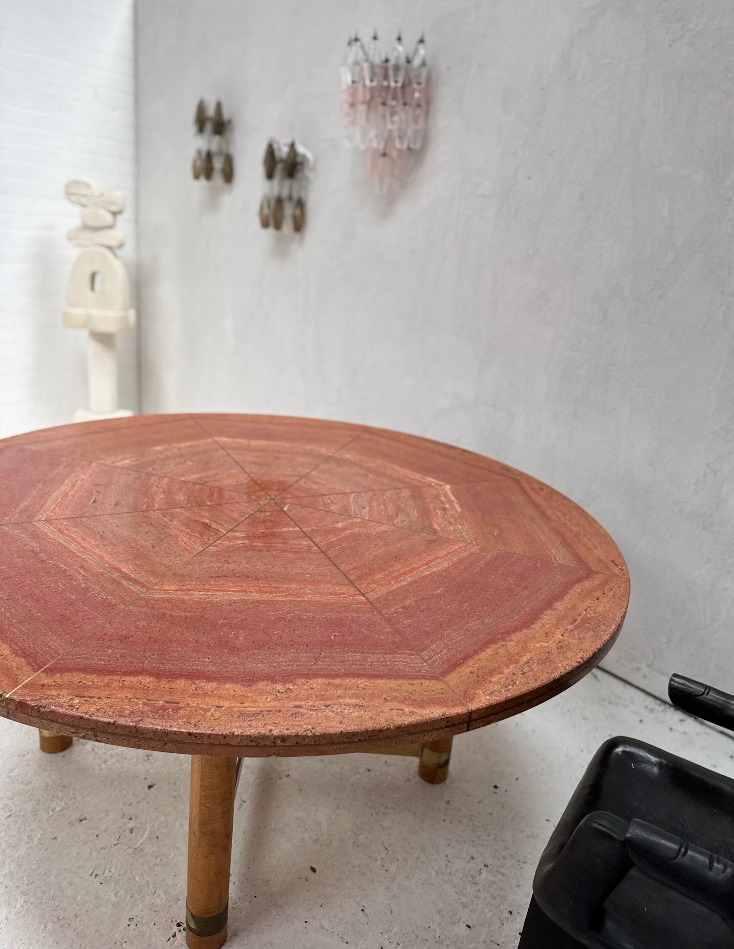 Vintage Red Travertine Dining Table