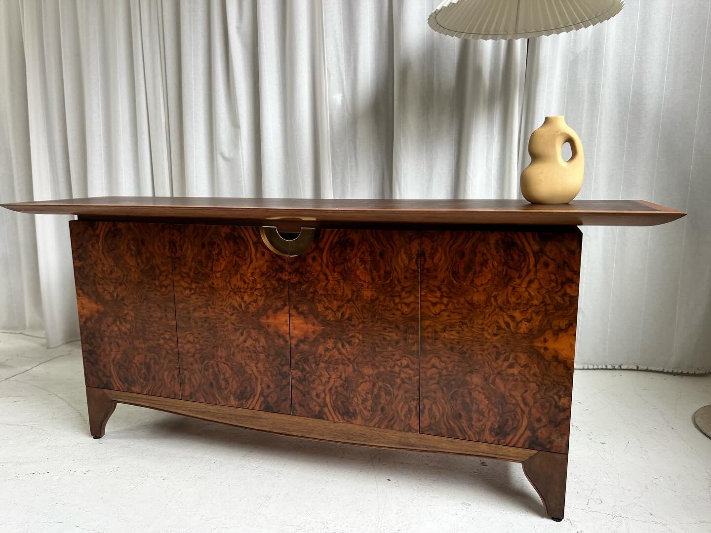 Vintage Burl Sideboard Cabinet