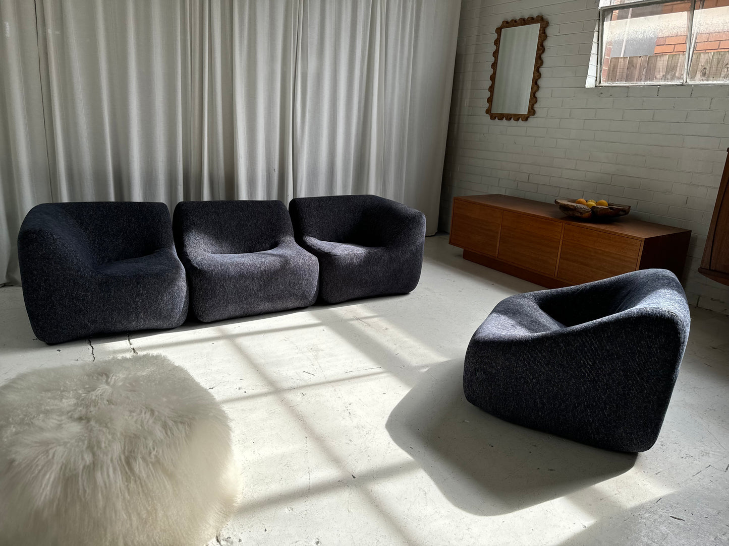 Vintage Featherston Numero IV Modular Armchair - Reupholstered (Navy)