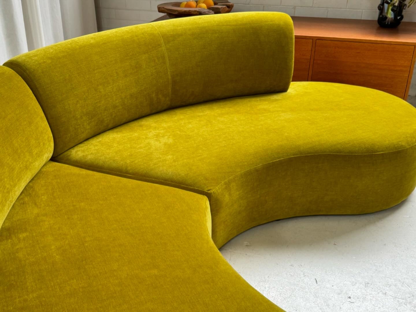 Large Chartruese Velvet Curvy Sofa Set - Preorder