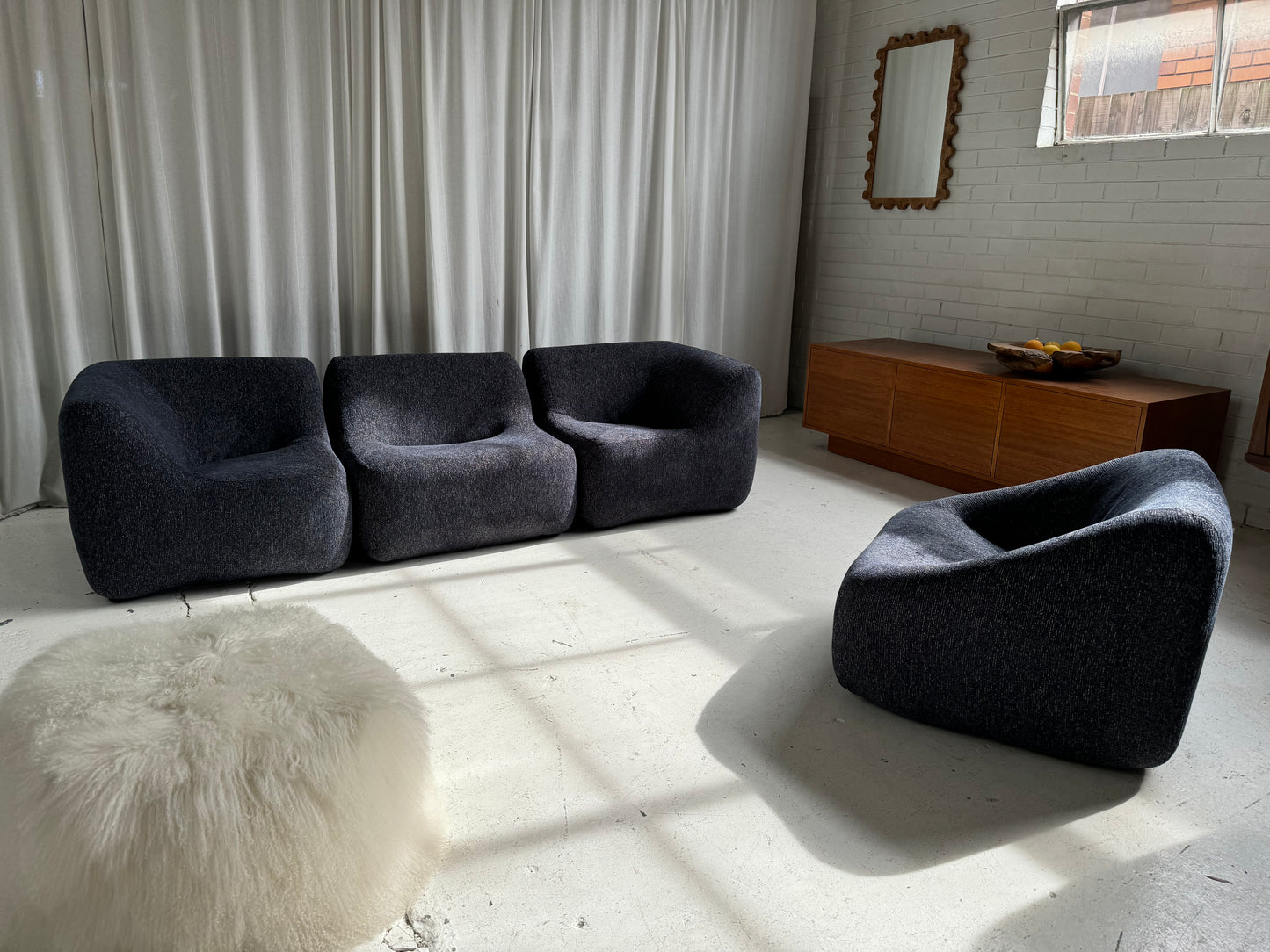 Vintage Featherston Numero IV Modular Armchair - Reupholstered (Navy)