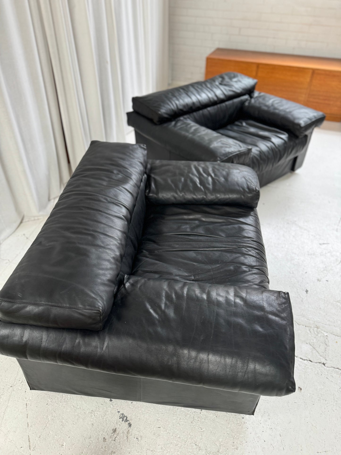 Erasmo Leathers Armchairs by Tobia Scarpa for B&B Italia, 1970s