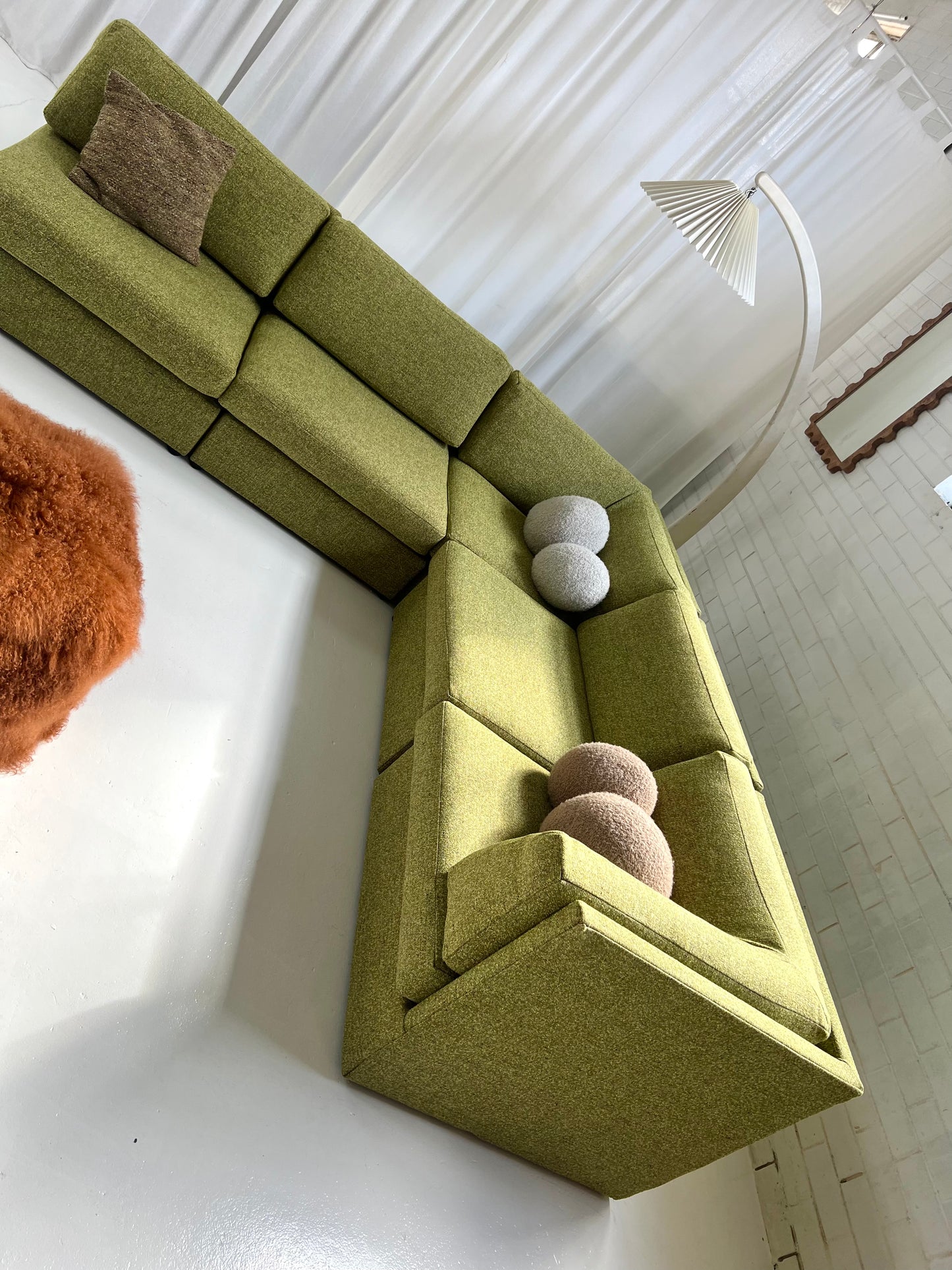 Green Boucle Modular Sofa Set - Preorder