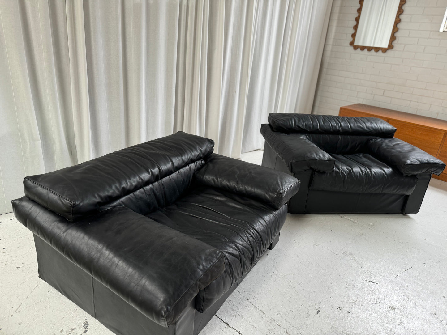Erasmo Leathers Armchairs by Tobia Scarpa for B&B Italia, 1970s