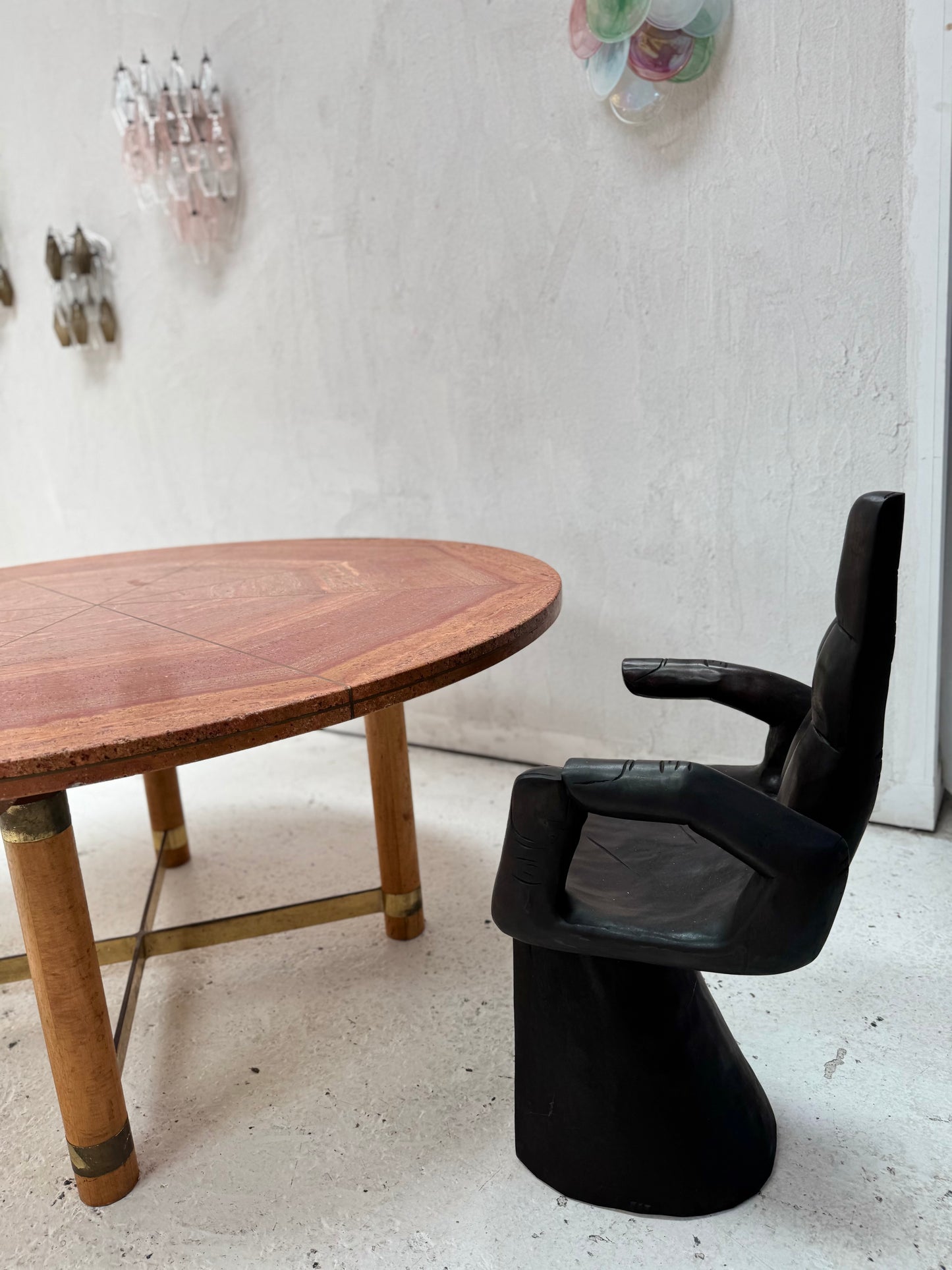 Vintage Red Travertine Dining Table