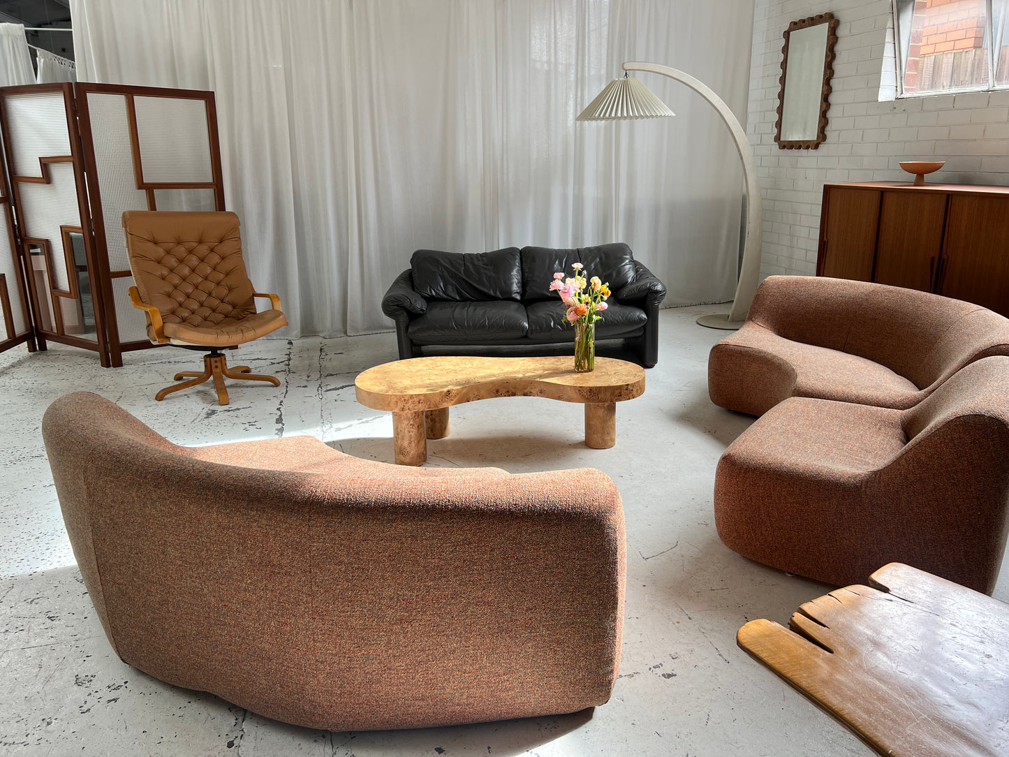 Cassina Maralunga Grey Leather Sofa by Vico Magistretti