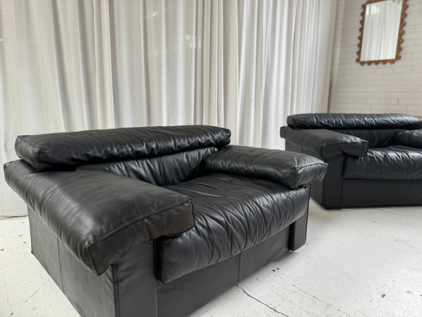 Erasmo Leathers Armchairs by Tobia Scarpa for B&B Italia, 1970s