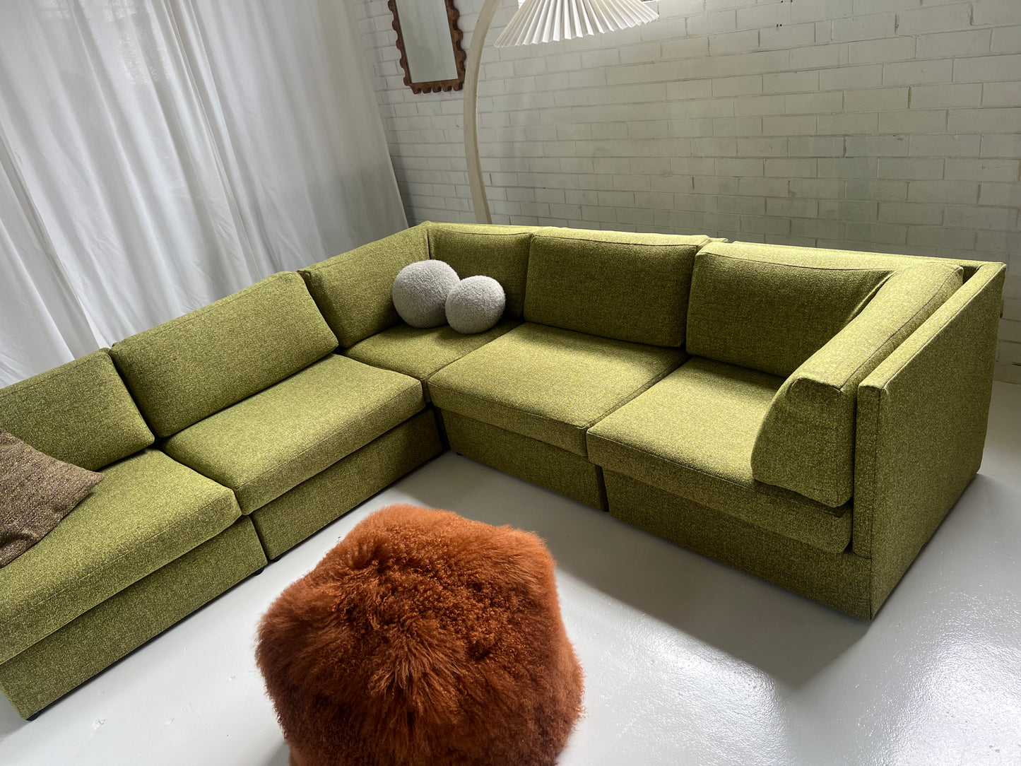 Green Boucle Modular Sofa Set - Preorder