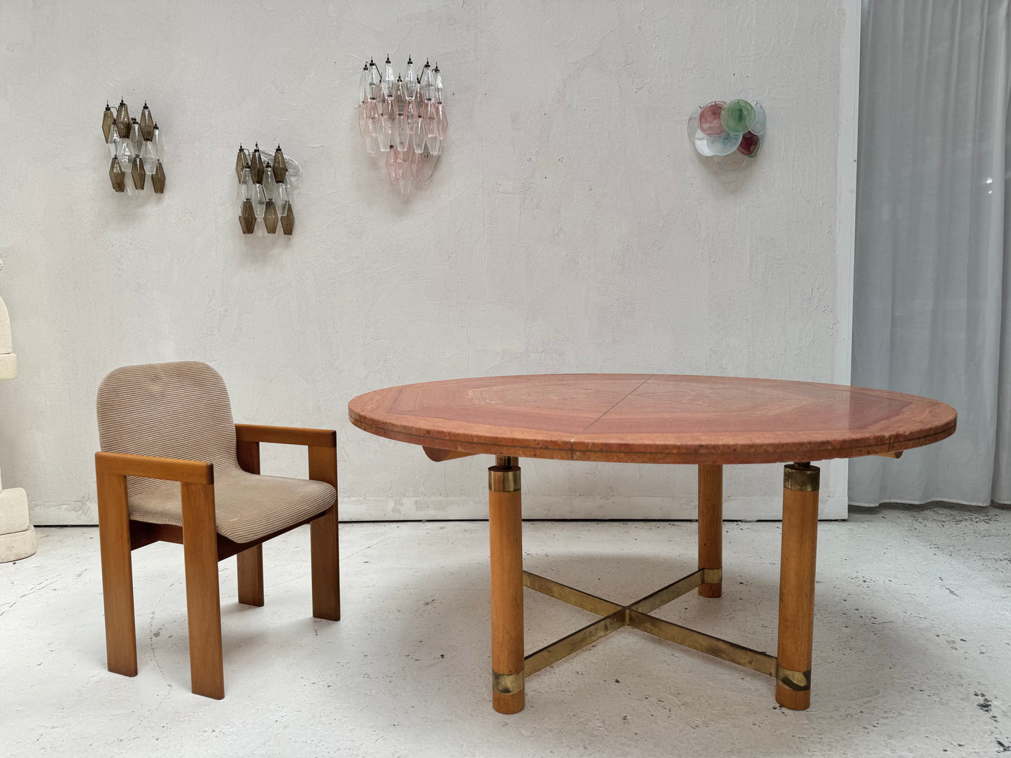 Vintage Red Travertine Dining Table