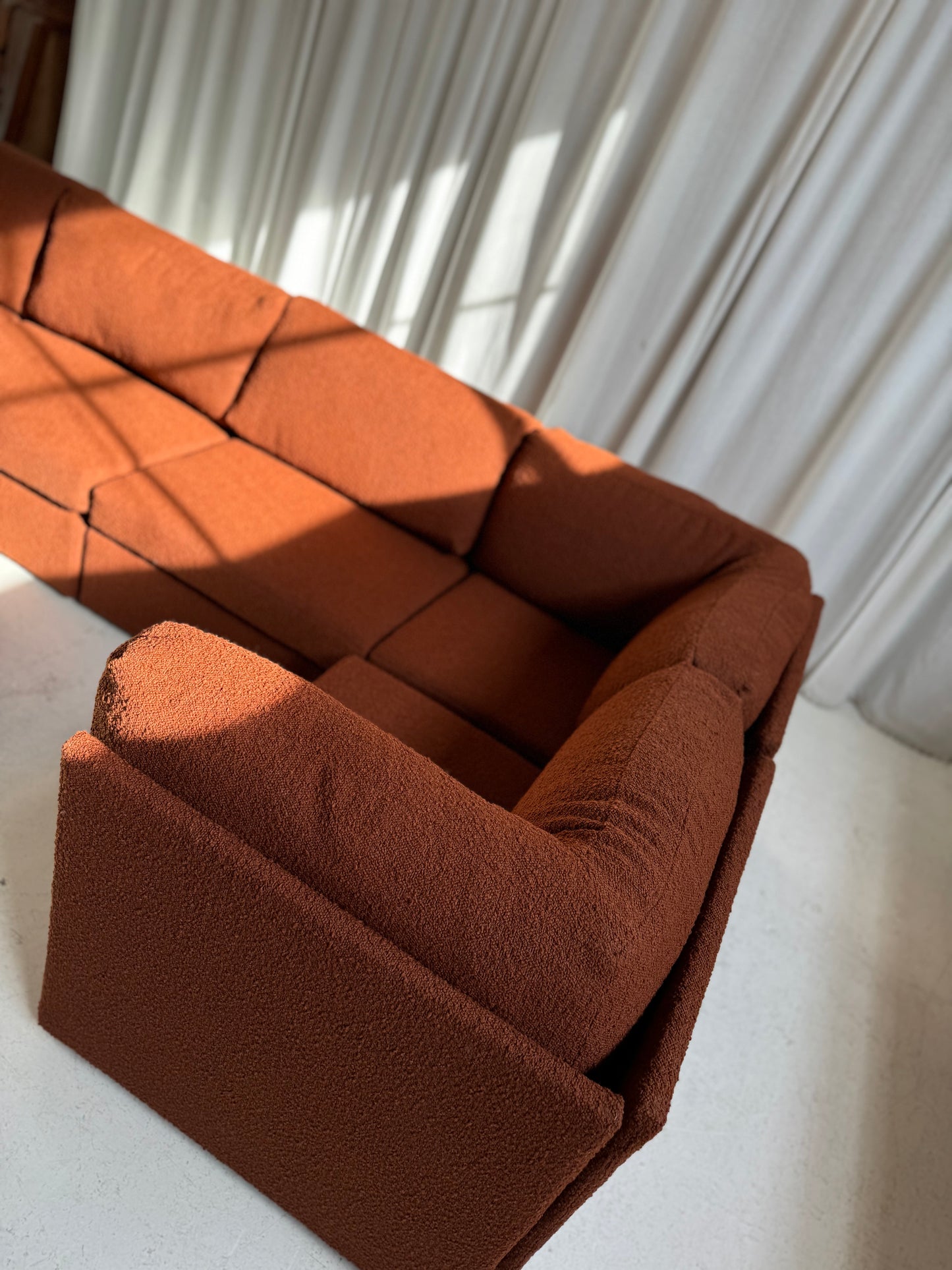 Rust Boucle Modular Sofa Set - Preorder