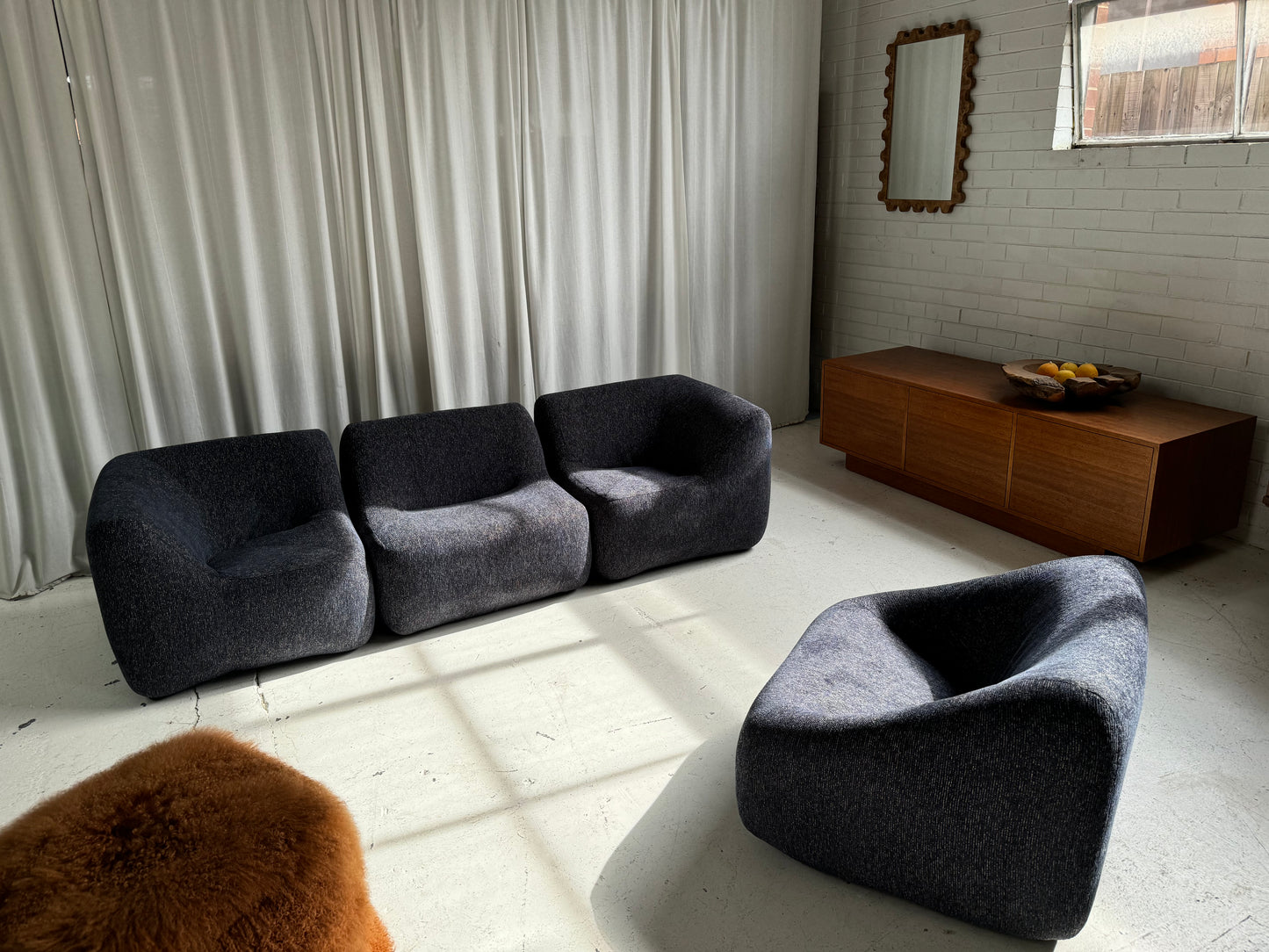 Vintage Featherston Numero IV Modular Armchair - Reupholstered (Navy)