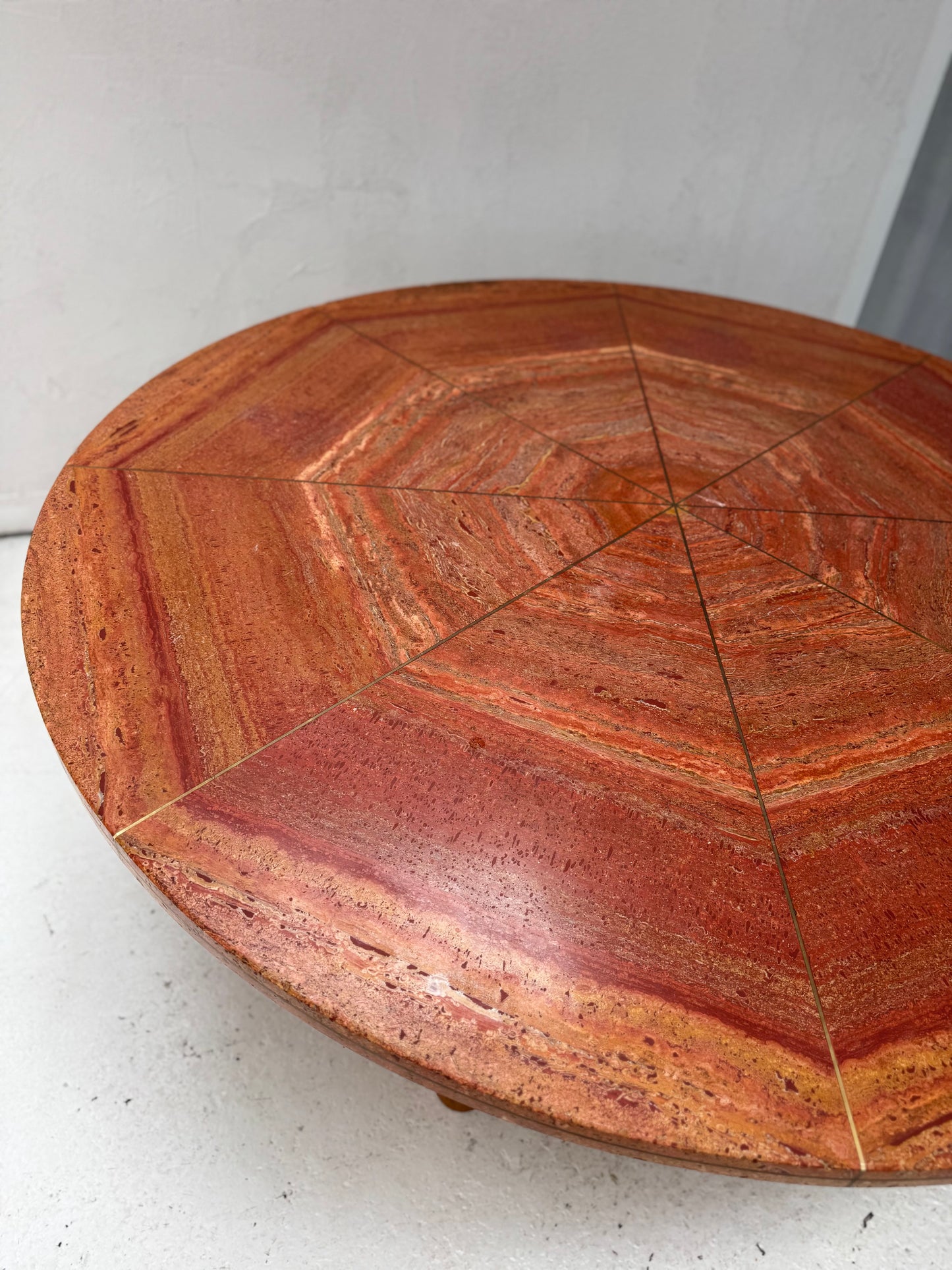 Vintage Red Travertine Dining Table