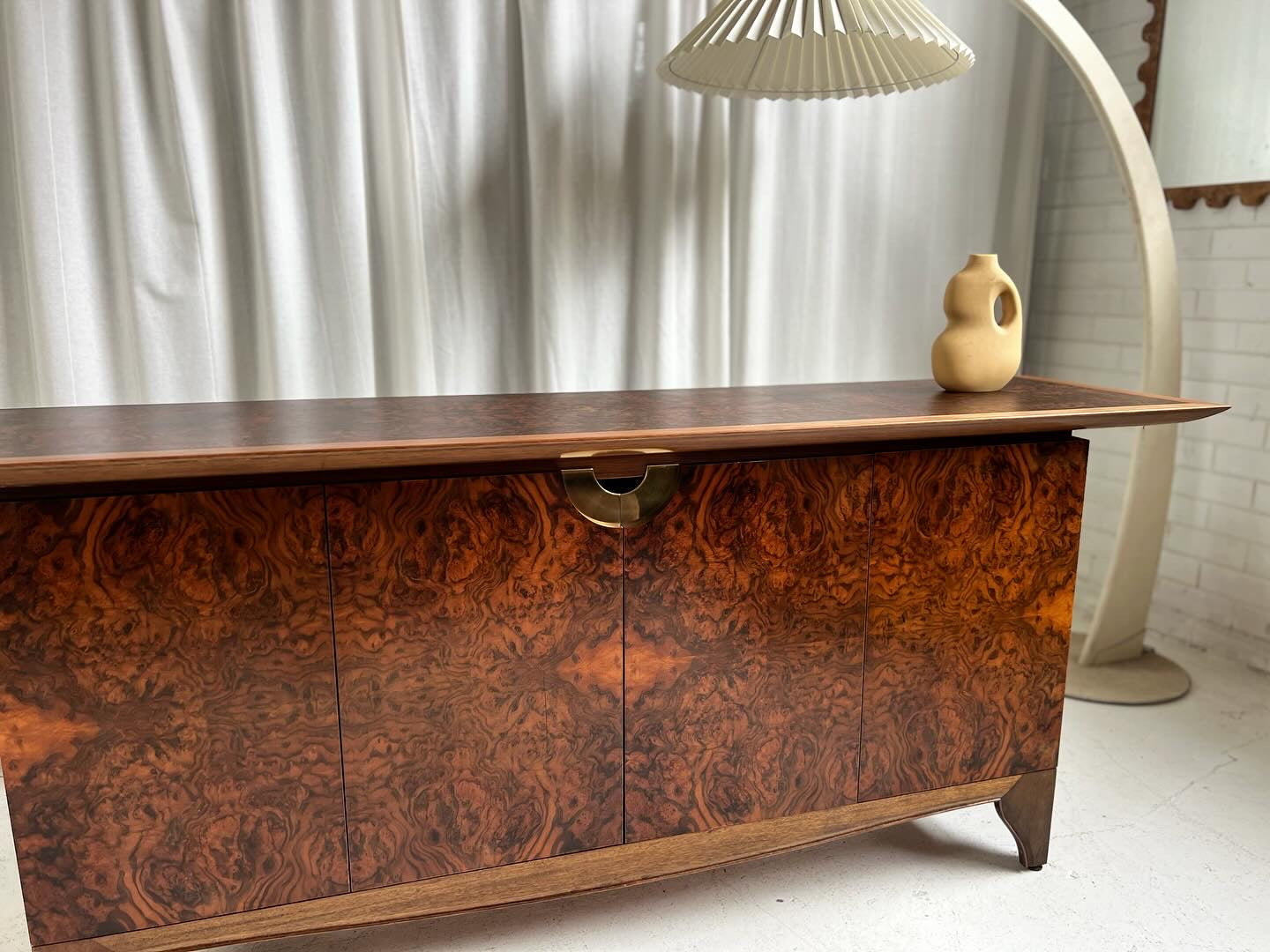 Vintage Burl Sideboard Cabinet