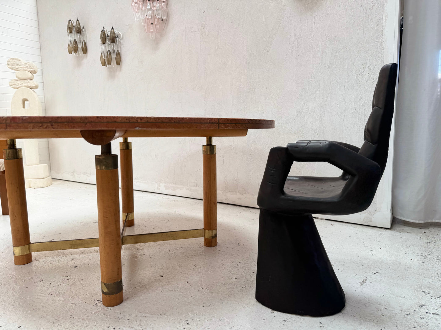 Vintage Red Travertine Dining Table