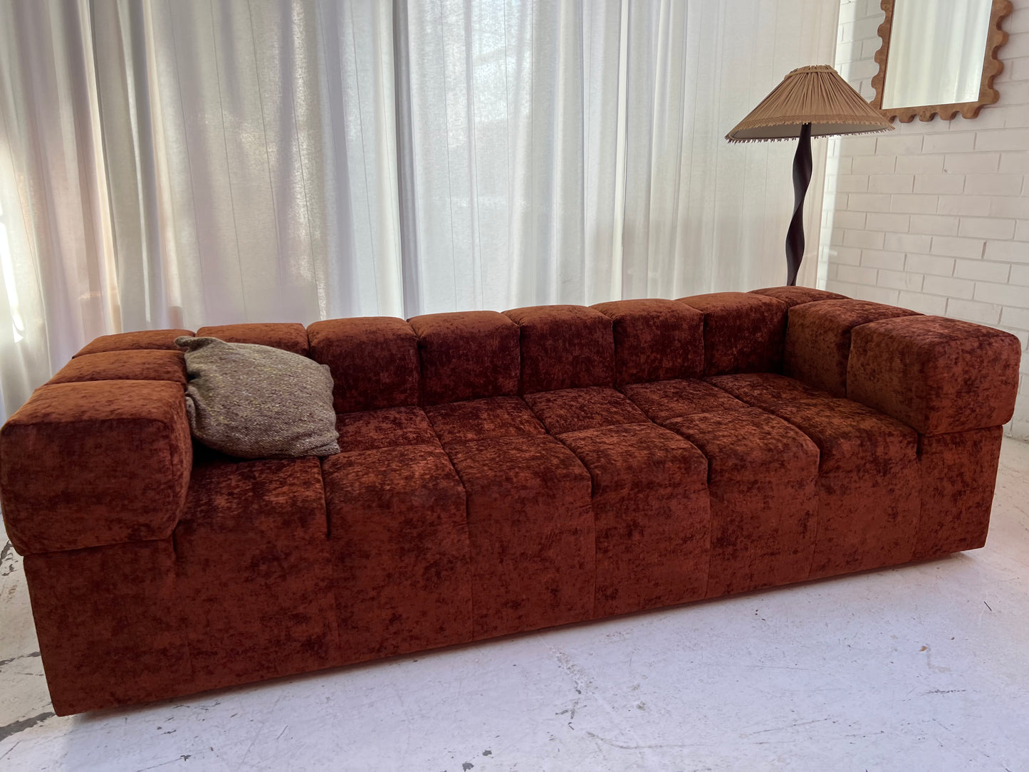 Custom Vintage Sculptural Burnt Copper Sofa