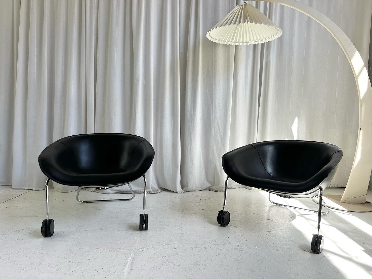 Mart by Antonio Citterio for B&B Italia Black Leather and Chome Armchair