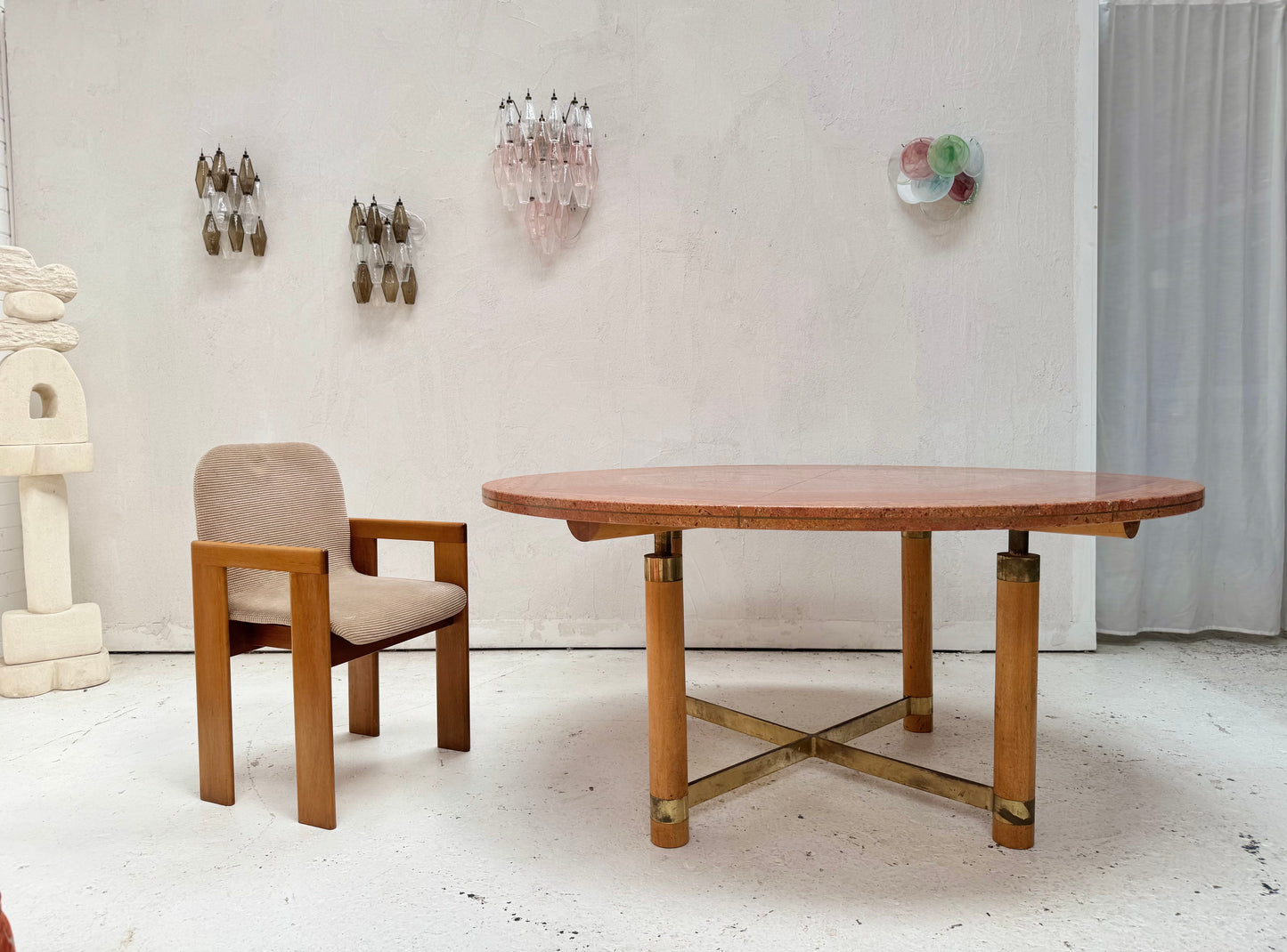 Vintage Red Travertine Dining Table