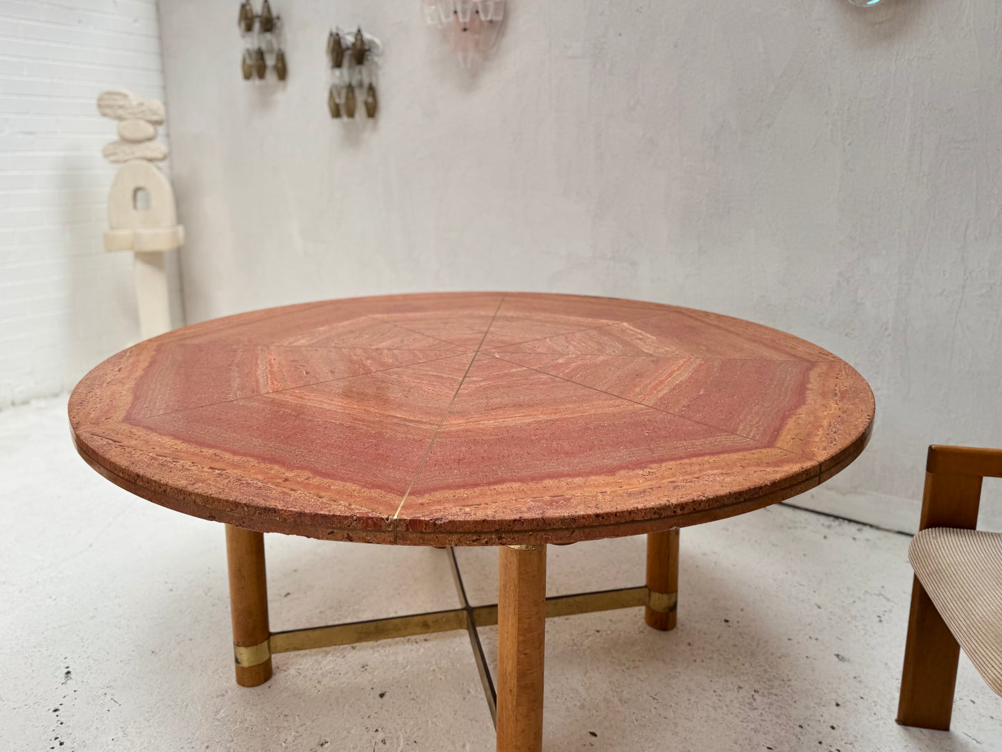 Vintage Red Travertine Dining Table