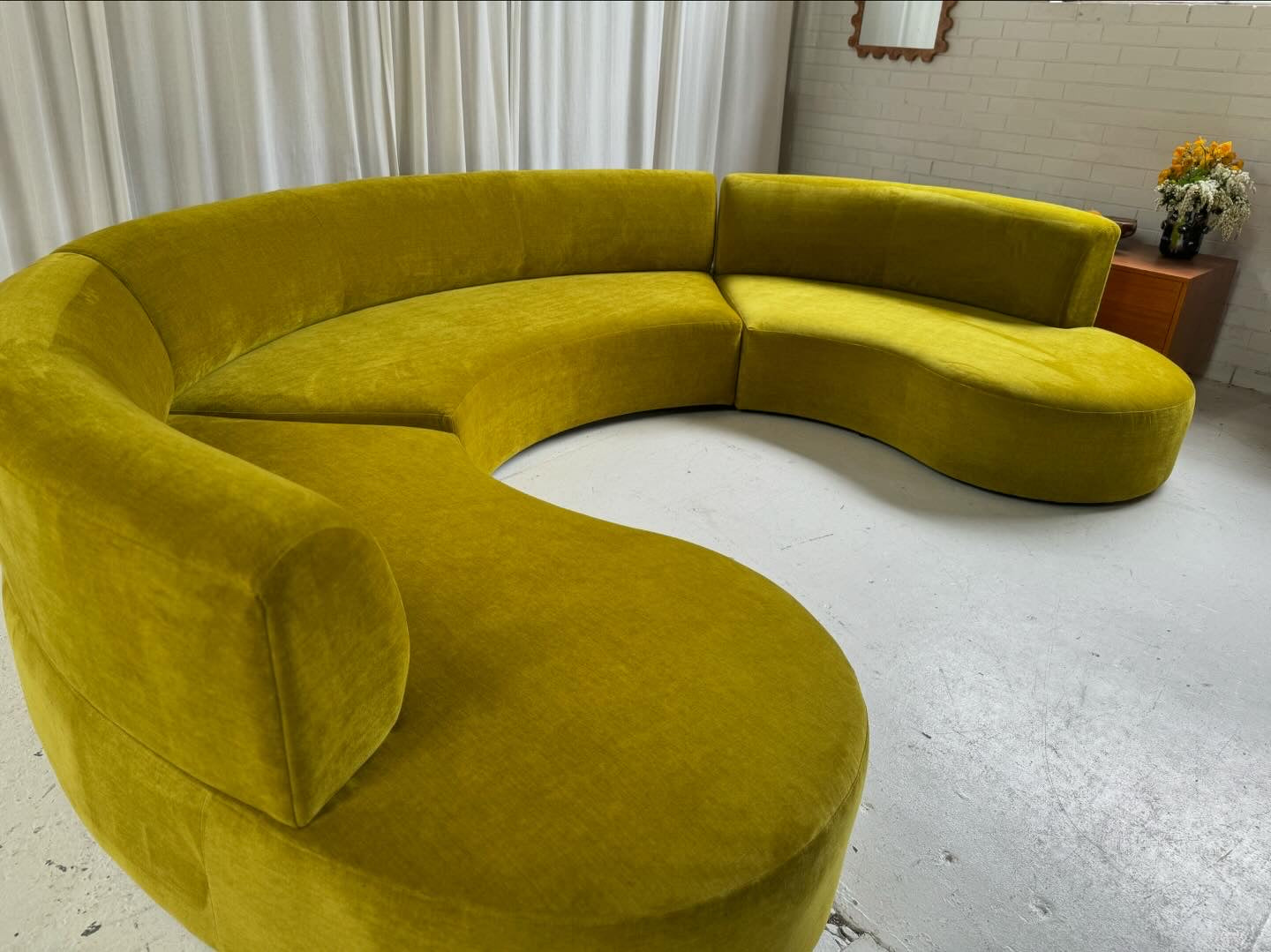 Large Chartruese Velvet Curvy Sofa Set - Preorder