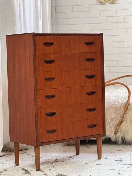 P. Westergaard Slimline Danish Tall Boy Drawers