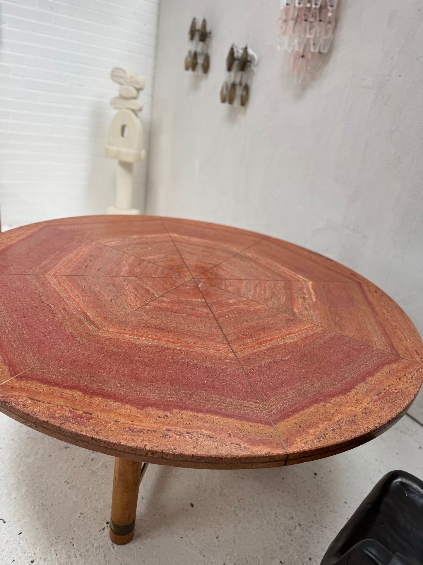 Vintage Red Travertine Dining Table