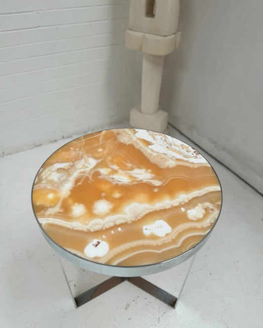 Onyx Marble & Chrome Table