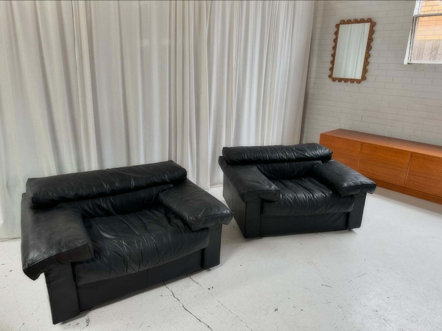 Erasmo Leathers Armchairs by Tobia Scarpa for B&B Italia, 1970s