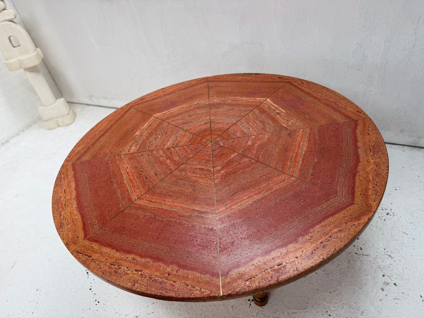 Vintage Red Travertine Dining Table
