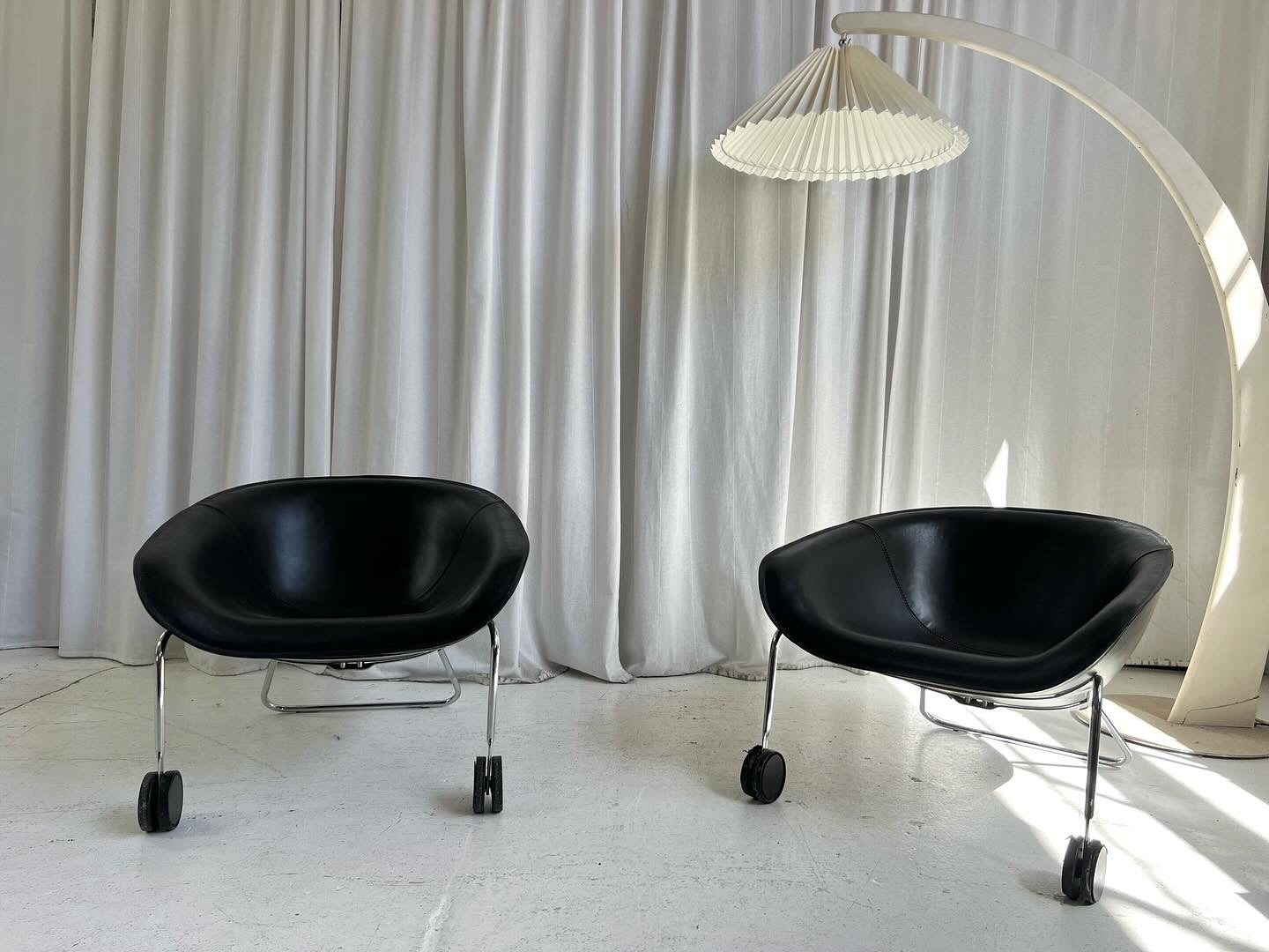 Mart by Antonio Citterio for B&B Italia Black Leather and Chome Armchair