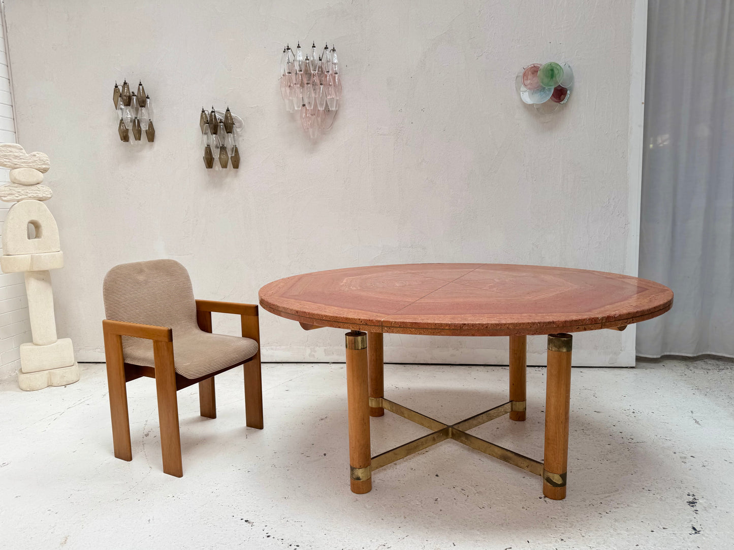 Vintage Red Travertine Dining Table