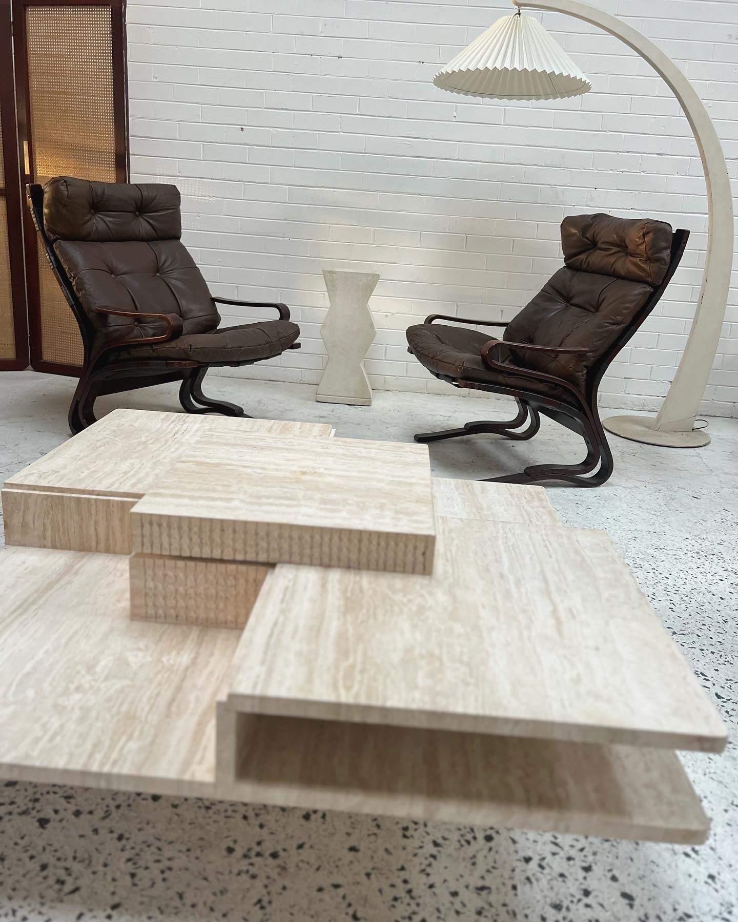 Sculptural Travertine Coffee Table