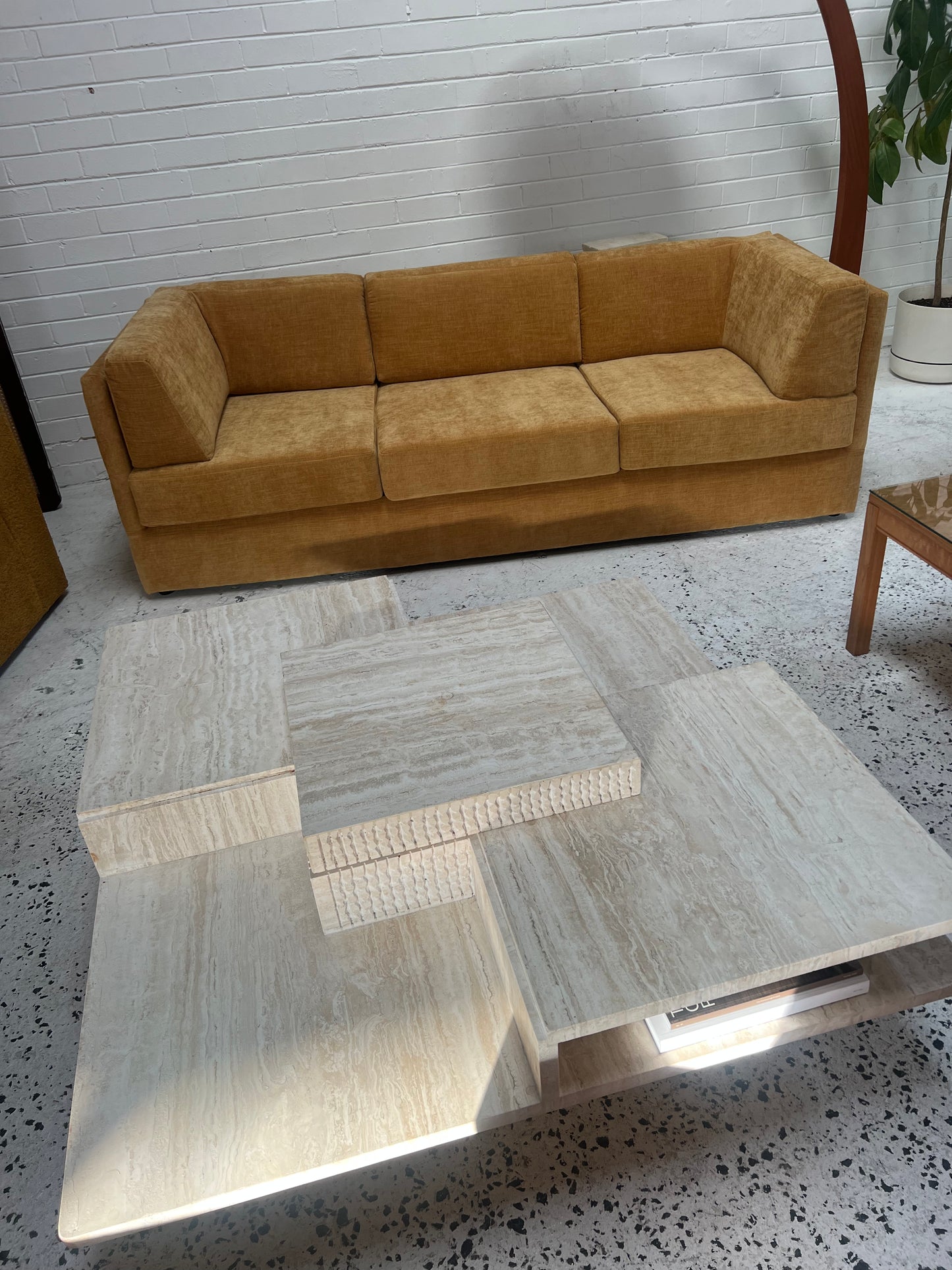Sculptural Travertine Coffee Table