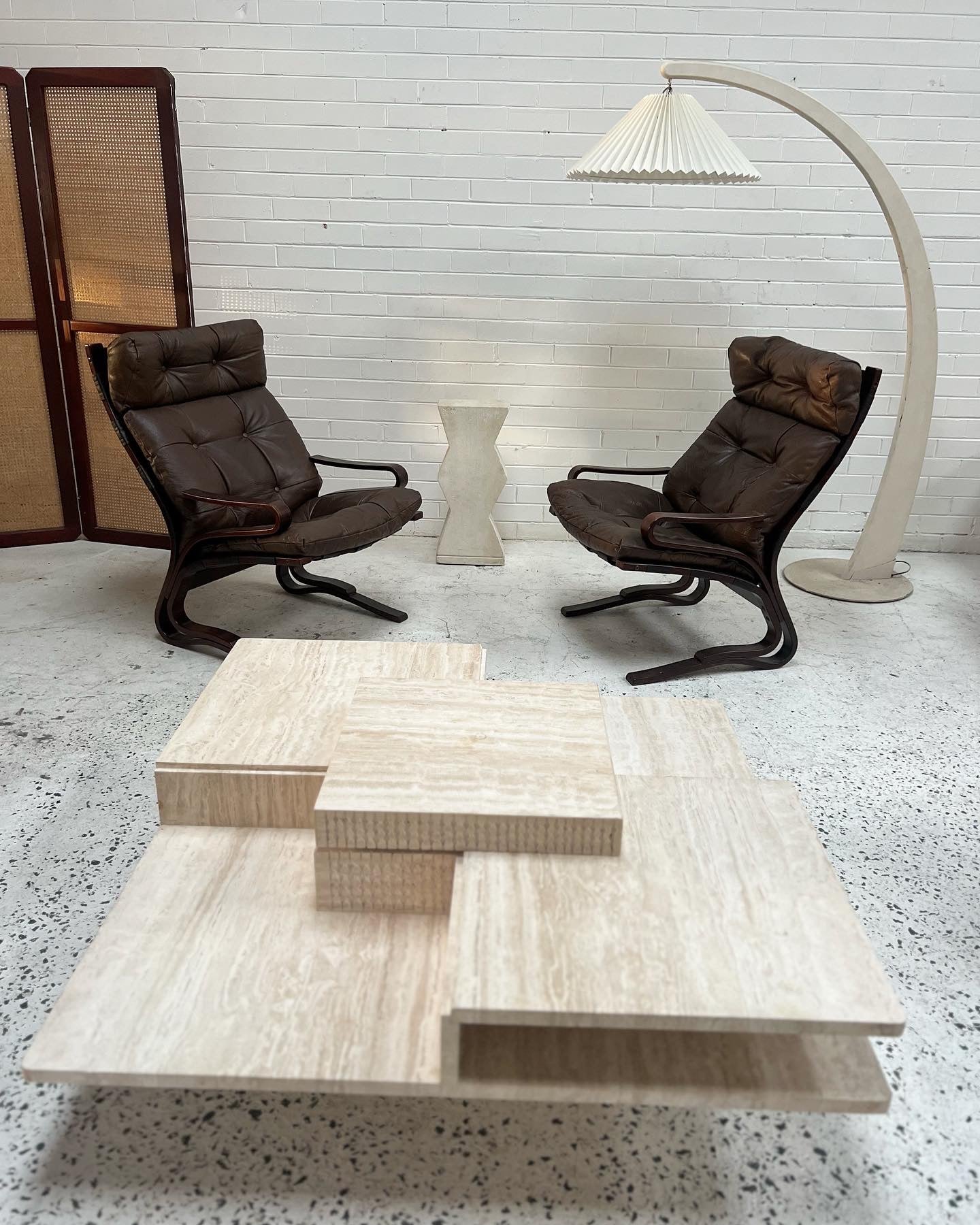 Sculptural Travertine Coffee Table