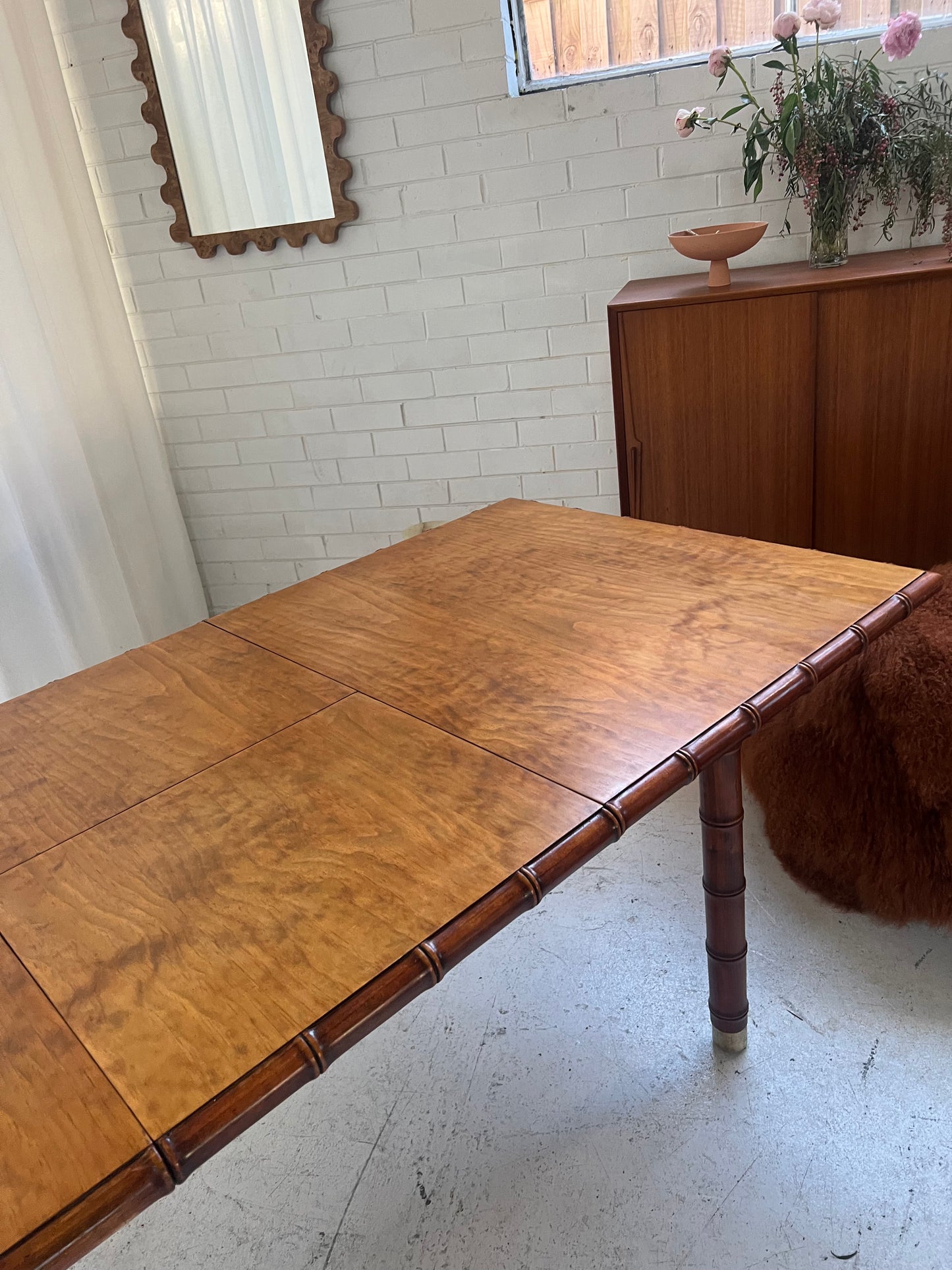 Vintage Jumbo Bamboo Extendable Table