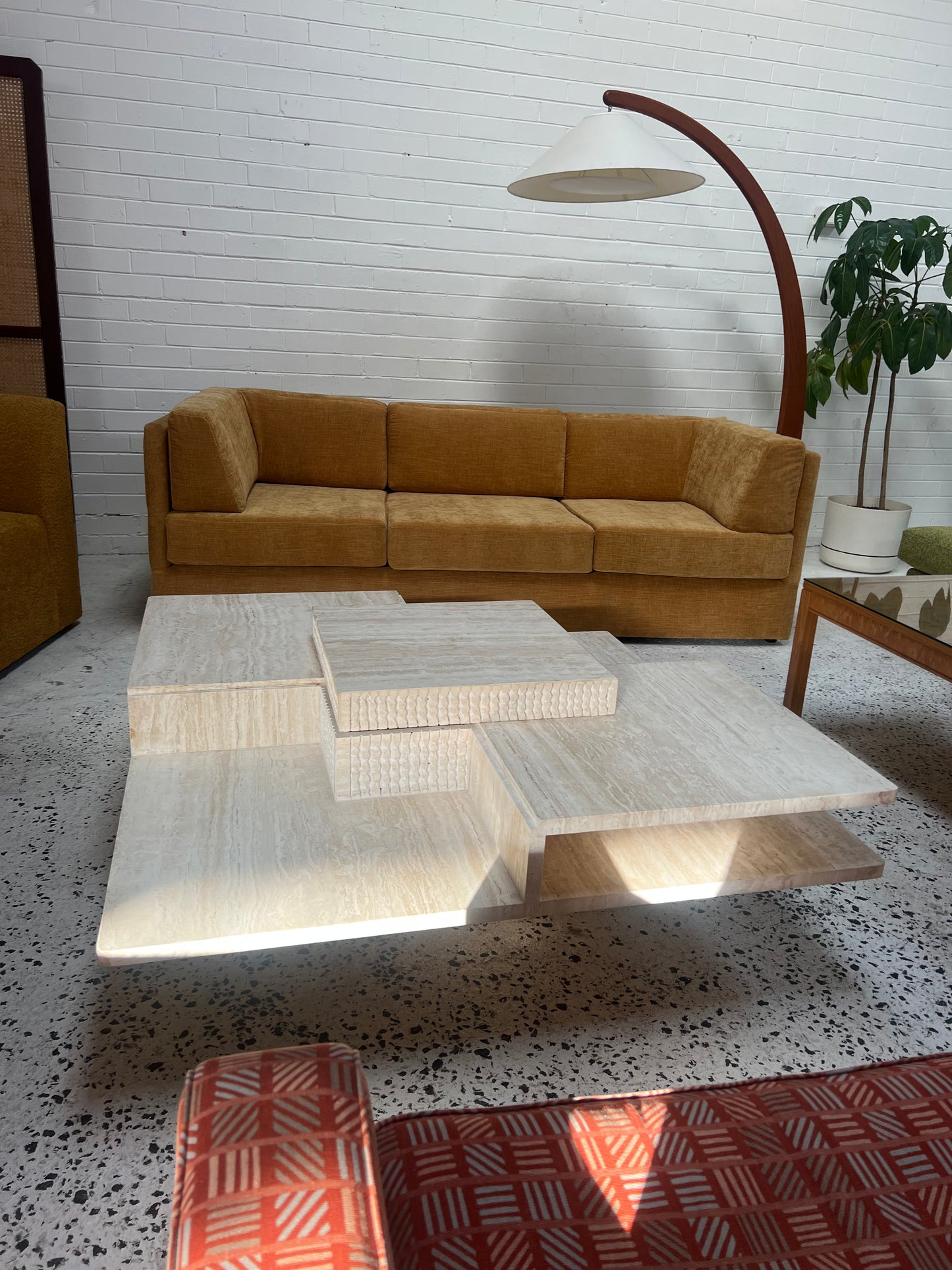 Sculptural Travertine Coffee Table