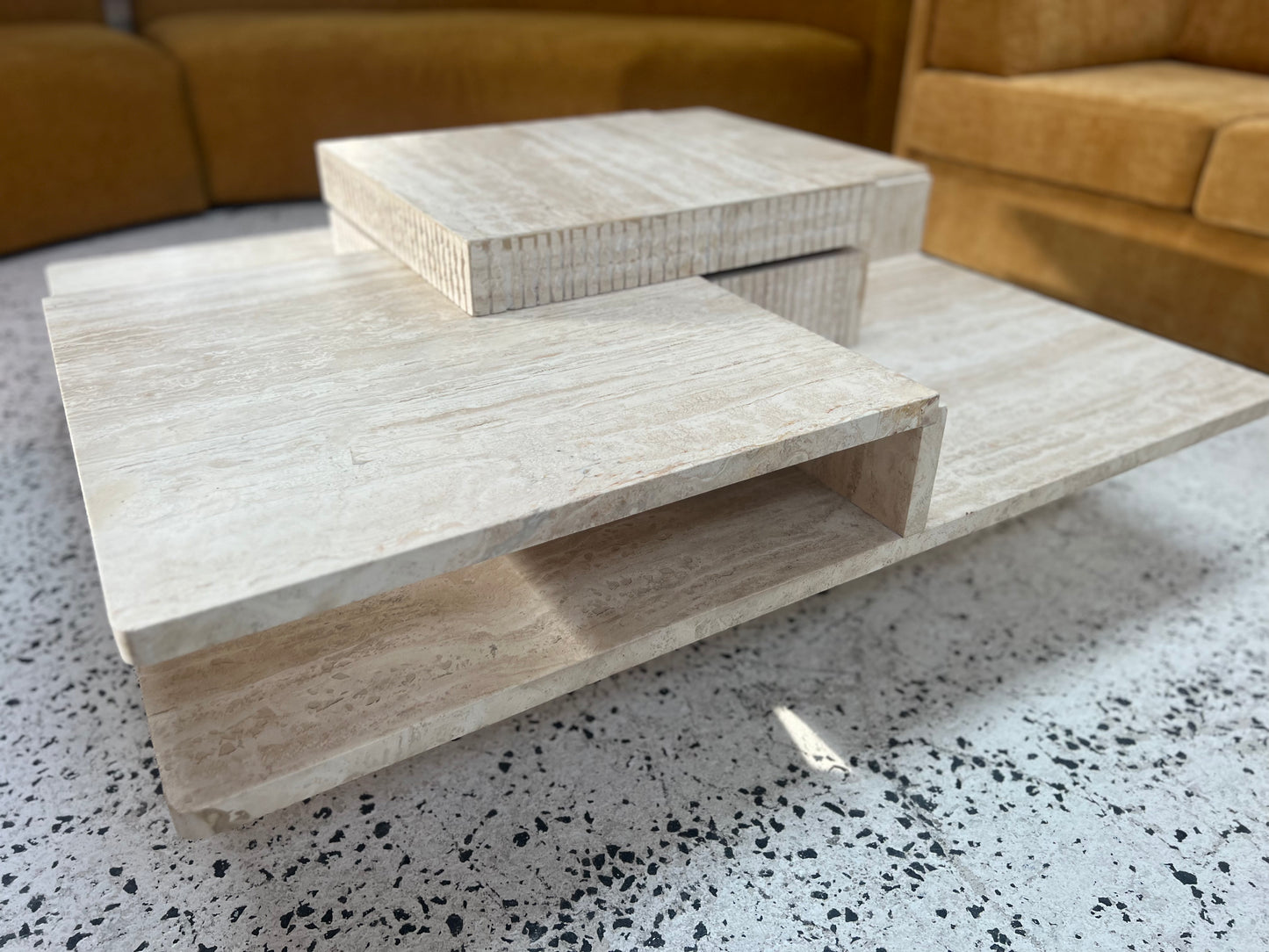 Sculptural Travertine Coffee Table