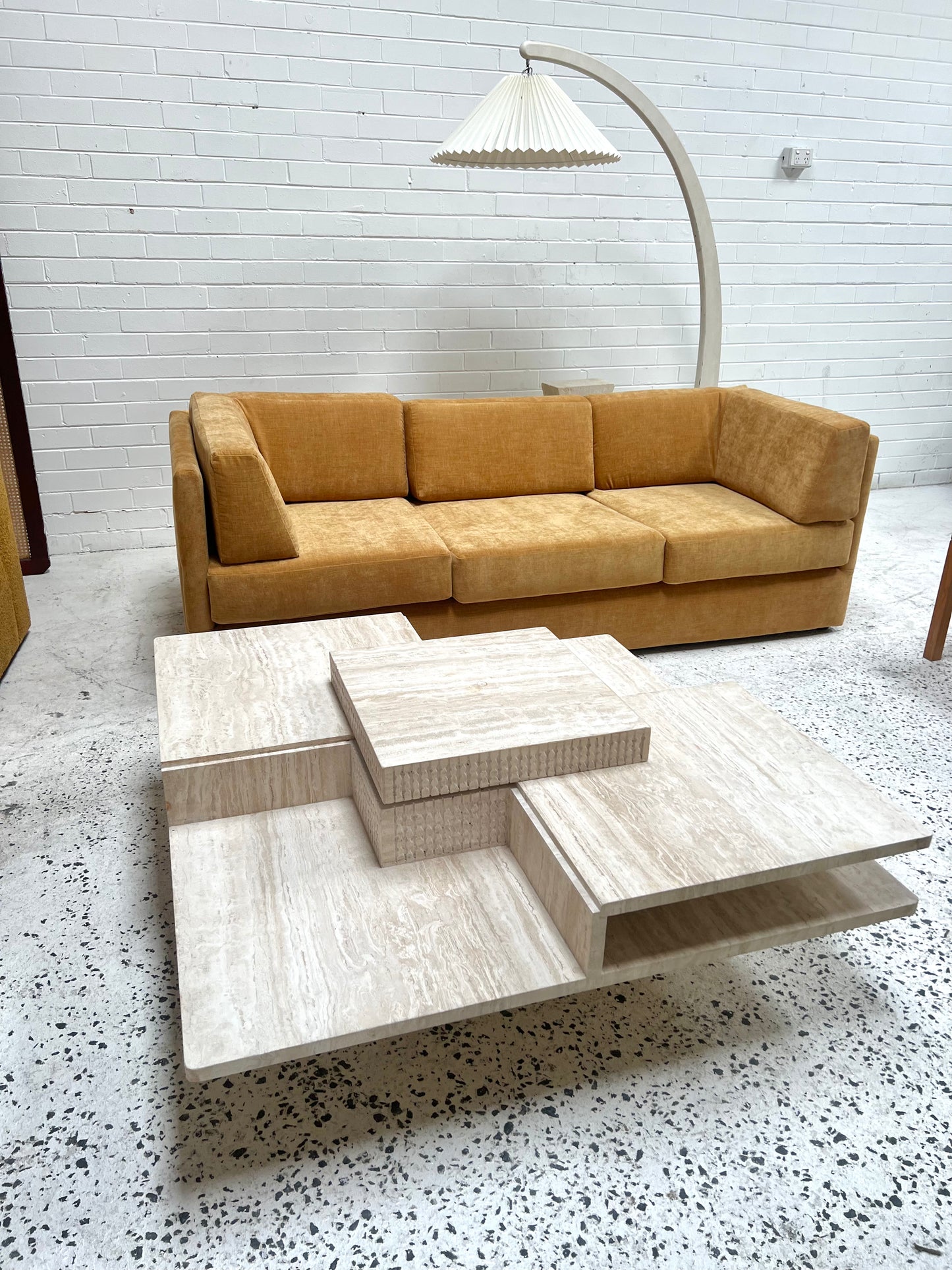 Sculptural Travertine Coffee Table