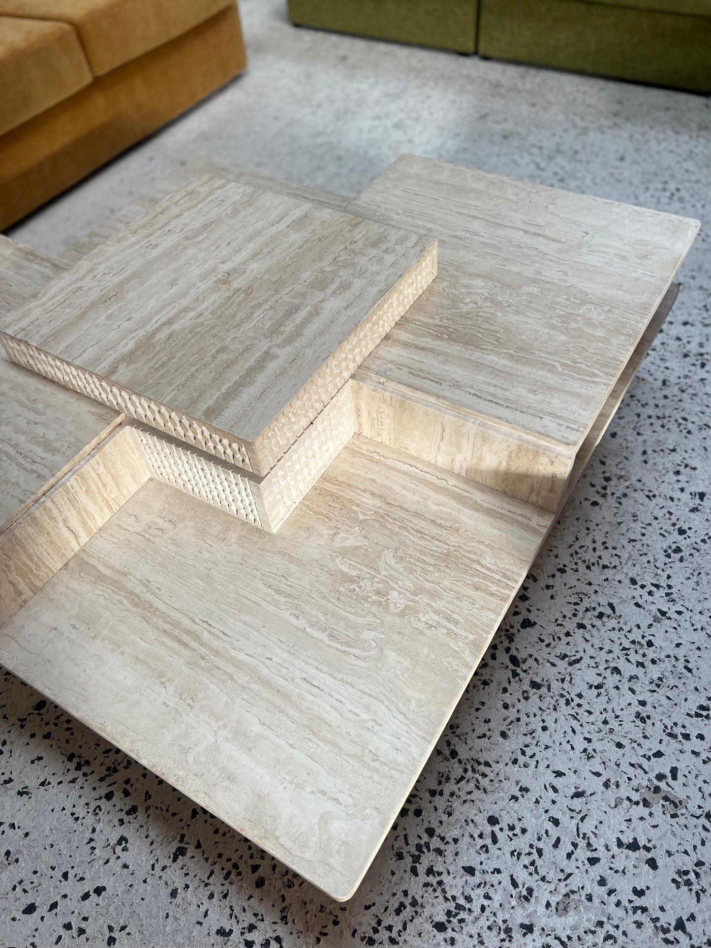 Sculptural Travertine Coffee Table