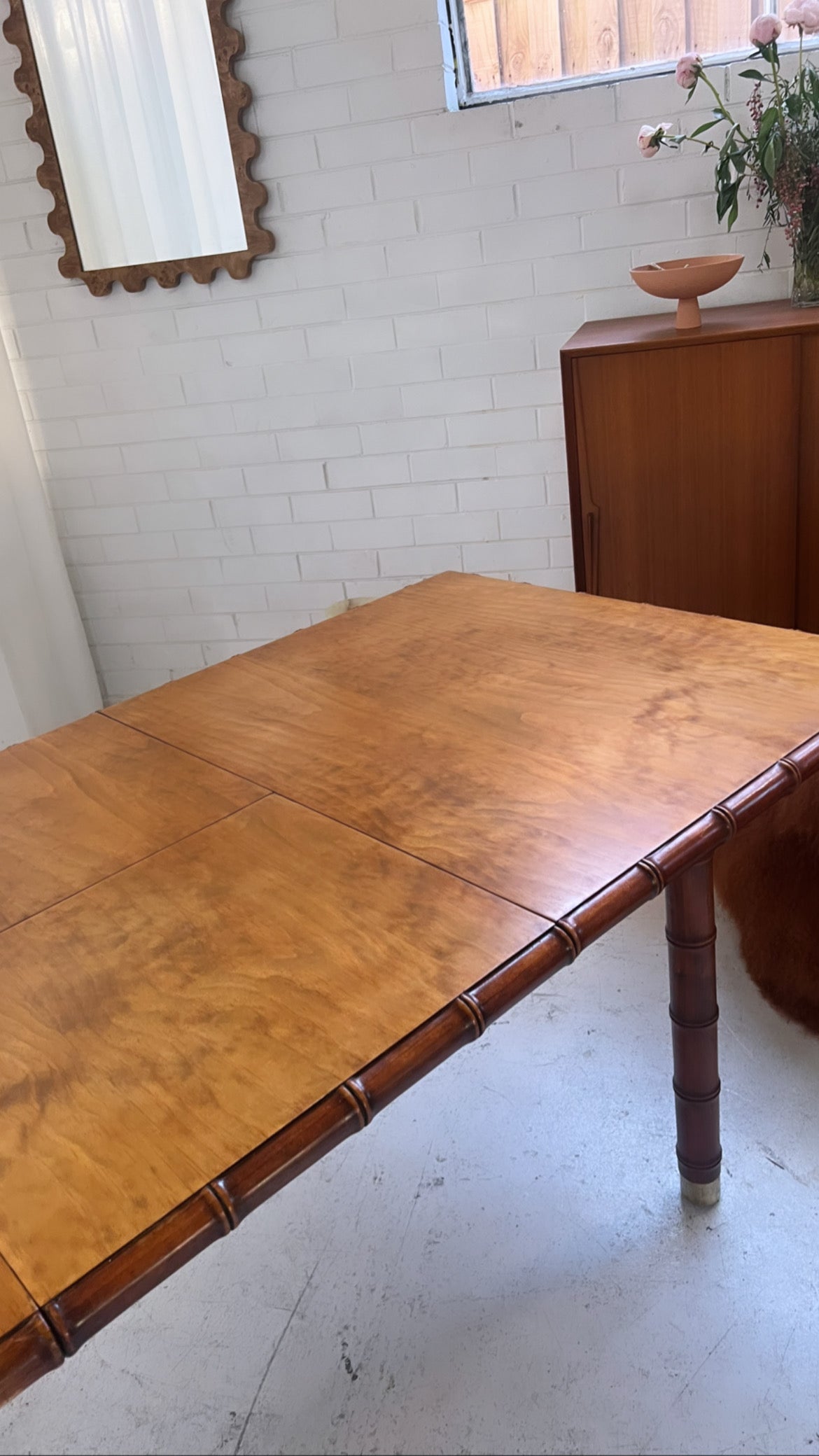 Vintage Jumbo Bamboo Extendable Table
