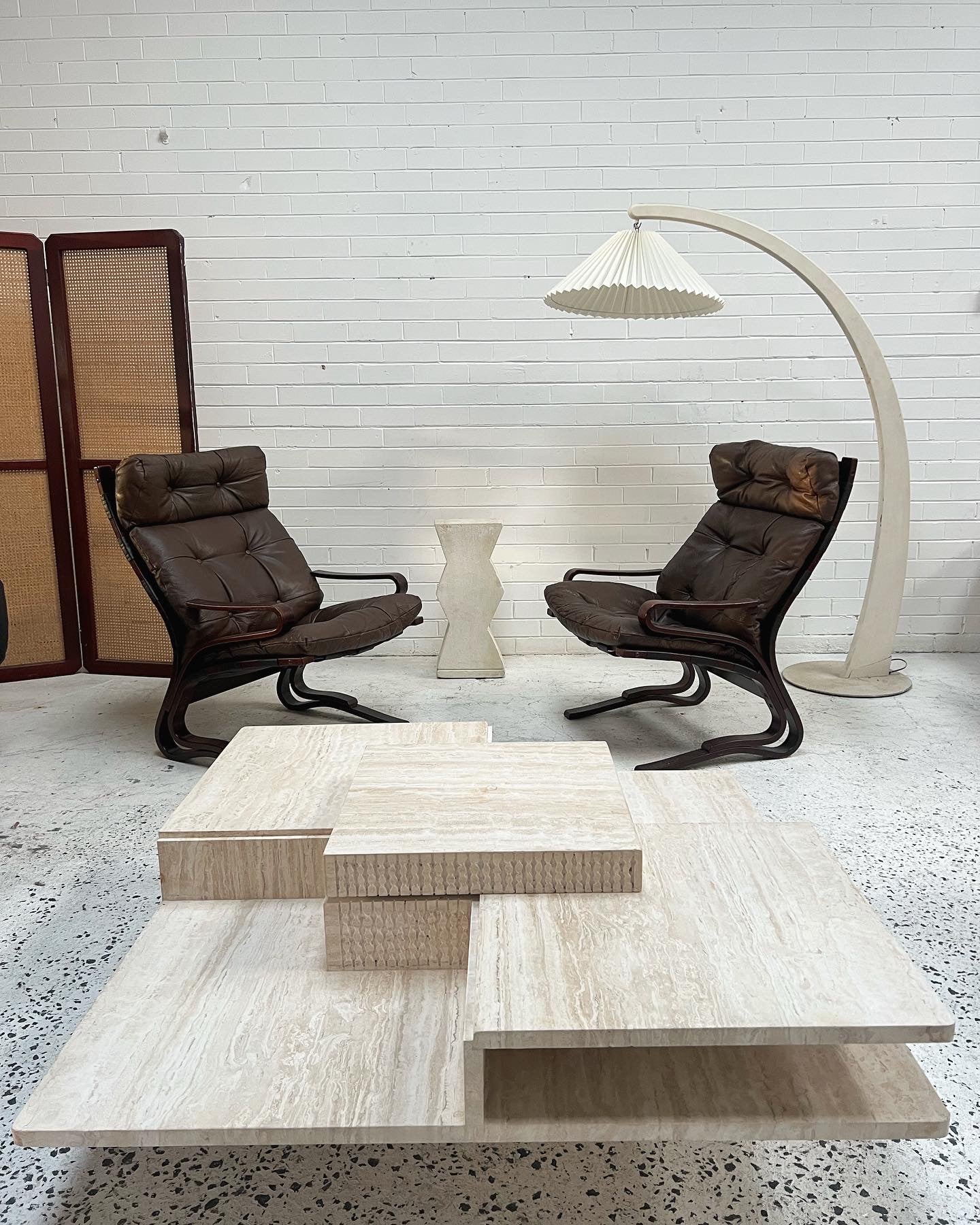 Sculptural Travertine Coffee Table