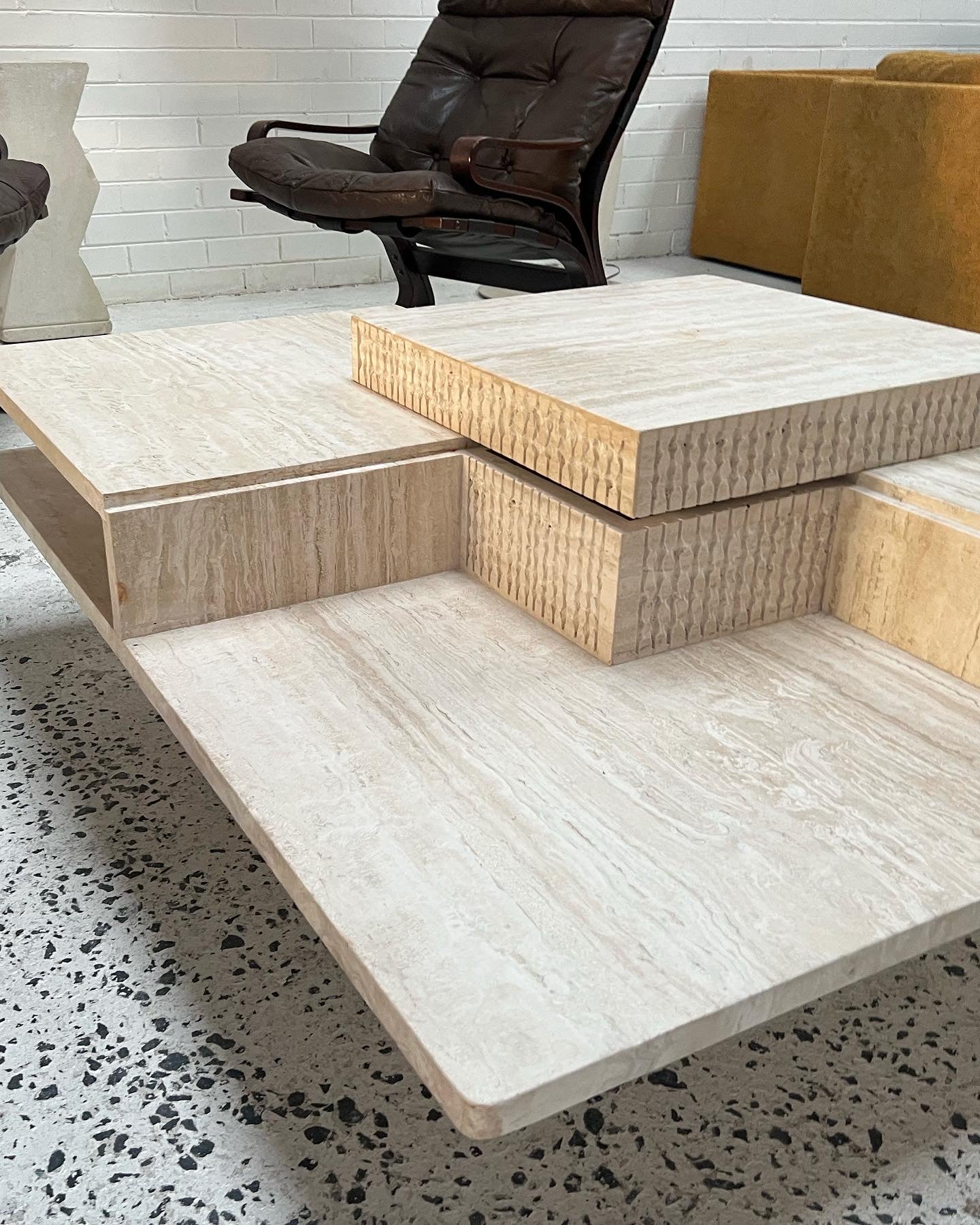 Sculptural Travertine Coffee Table