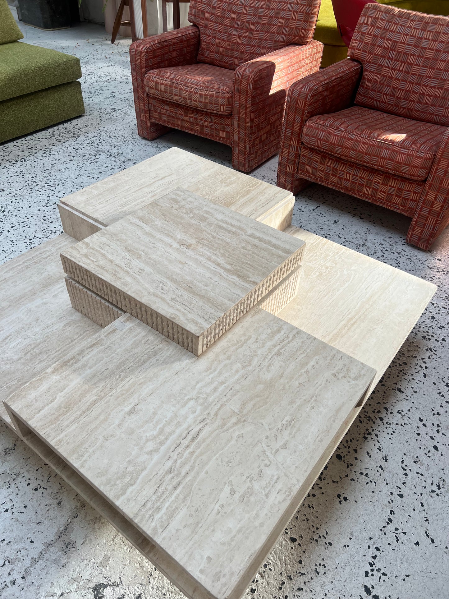 Sculptural Travertine Coffee Table