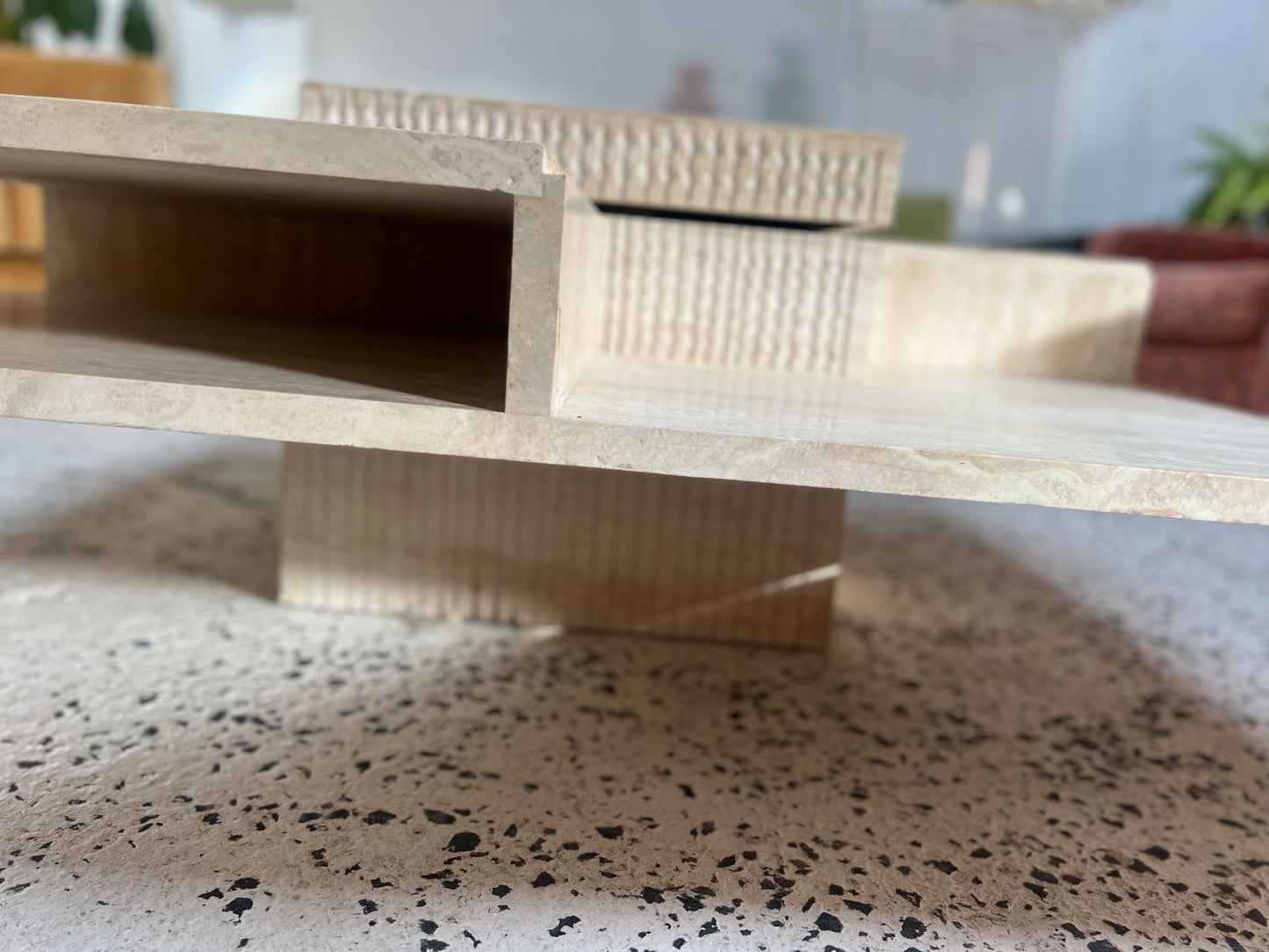 Sculptural Travertine Coffee Table