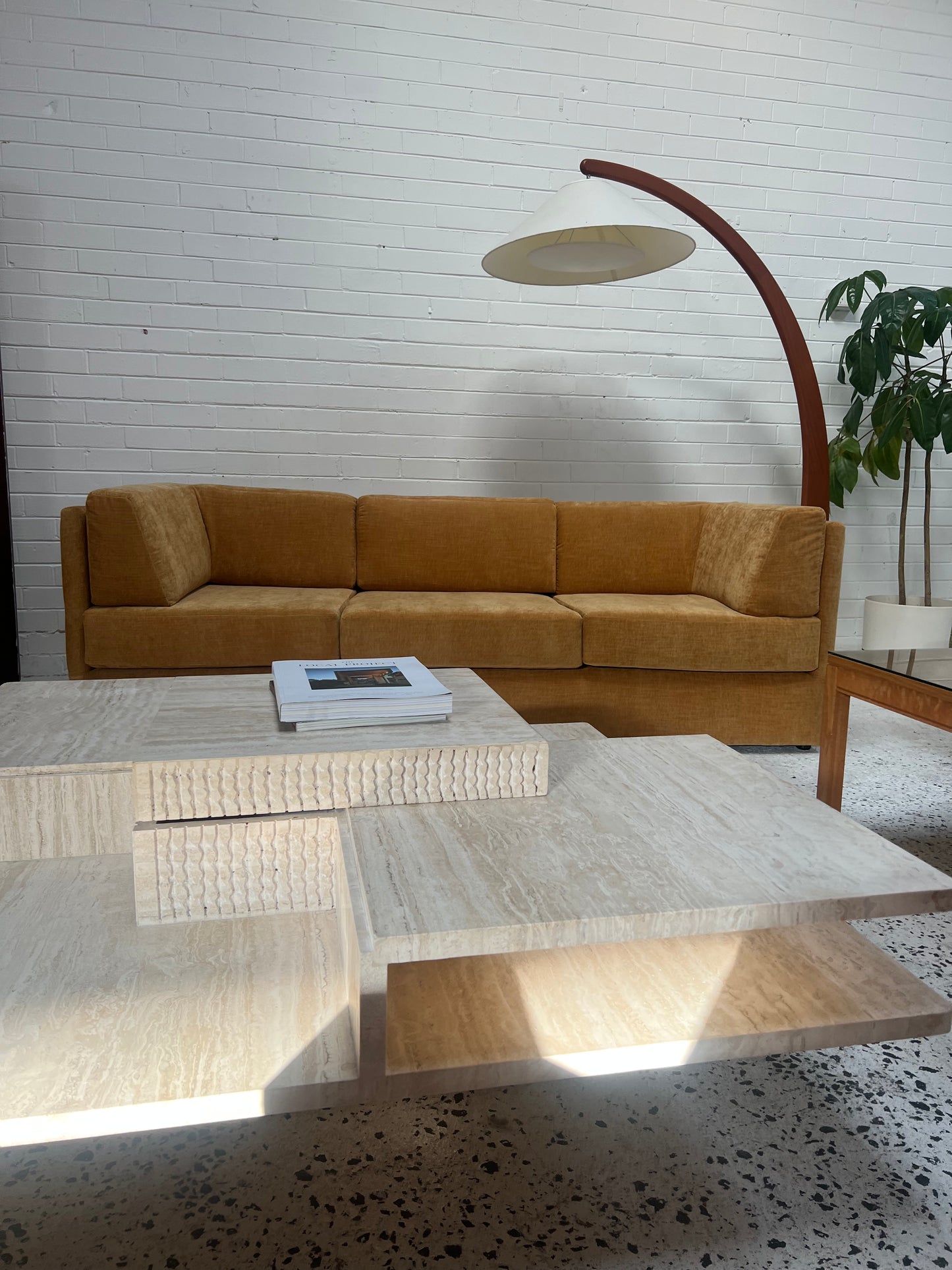Sculptural Travertine Coffee Table