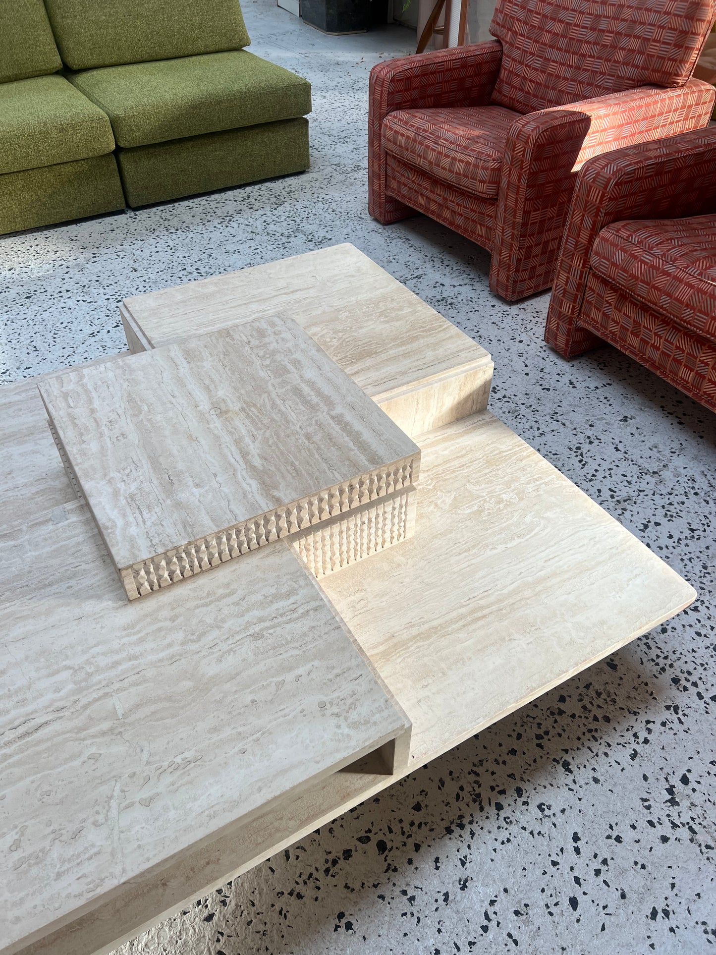 Sculptural Travertine Coffee Table