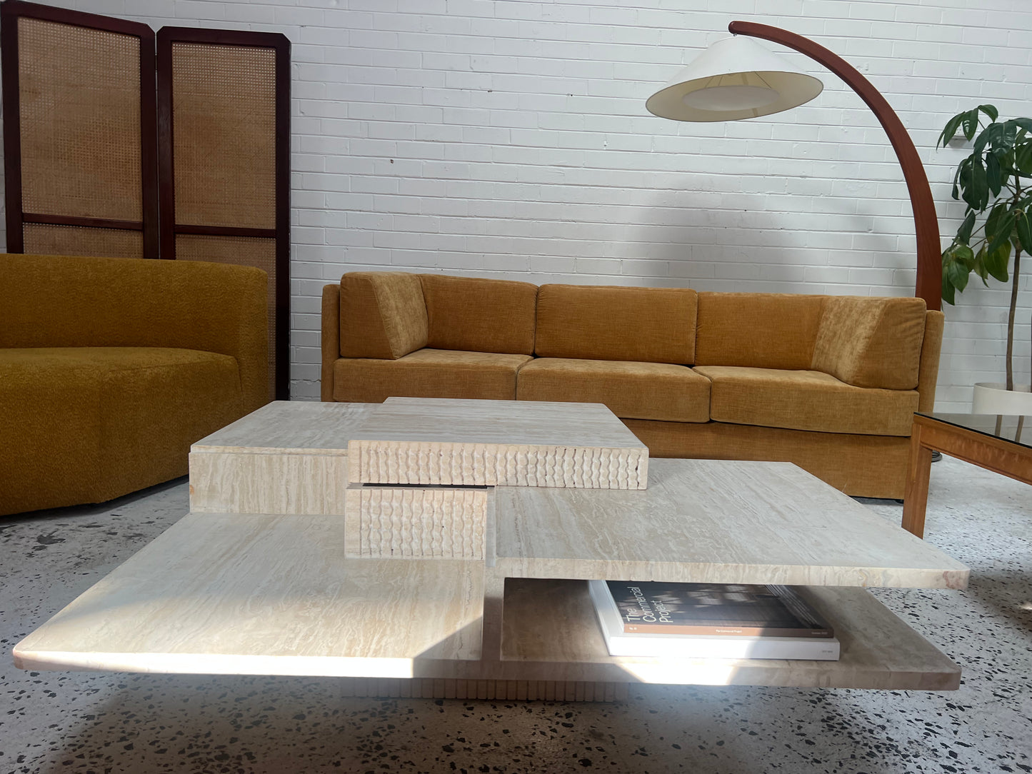 Sculptural Travertine Coffee Table