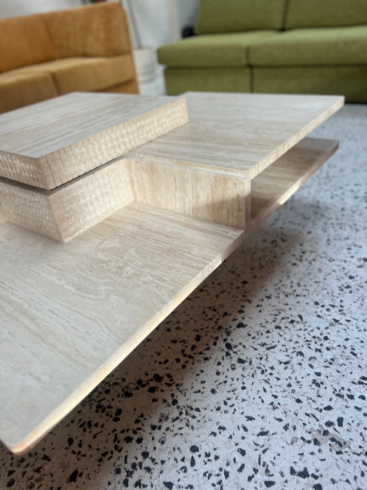 Sculptural Travertine Coffee Table