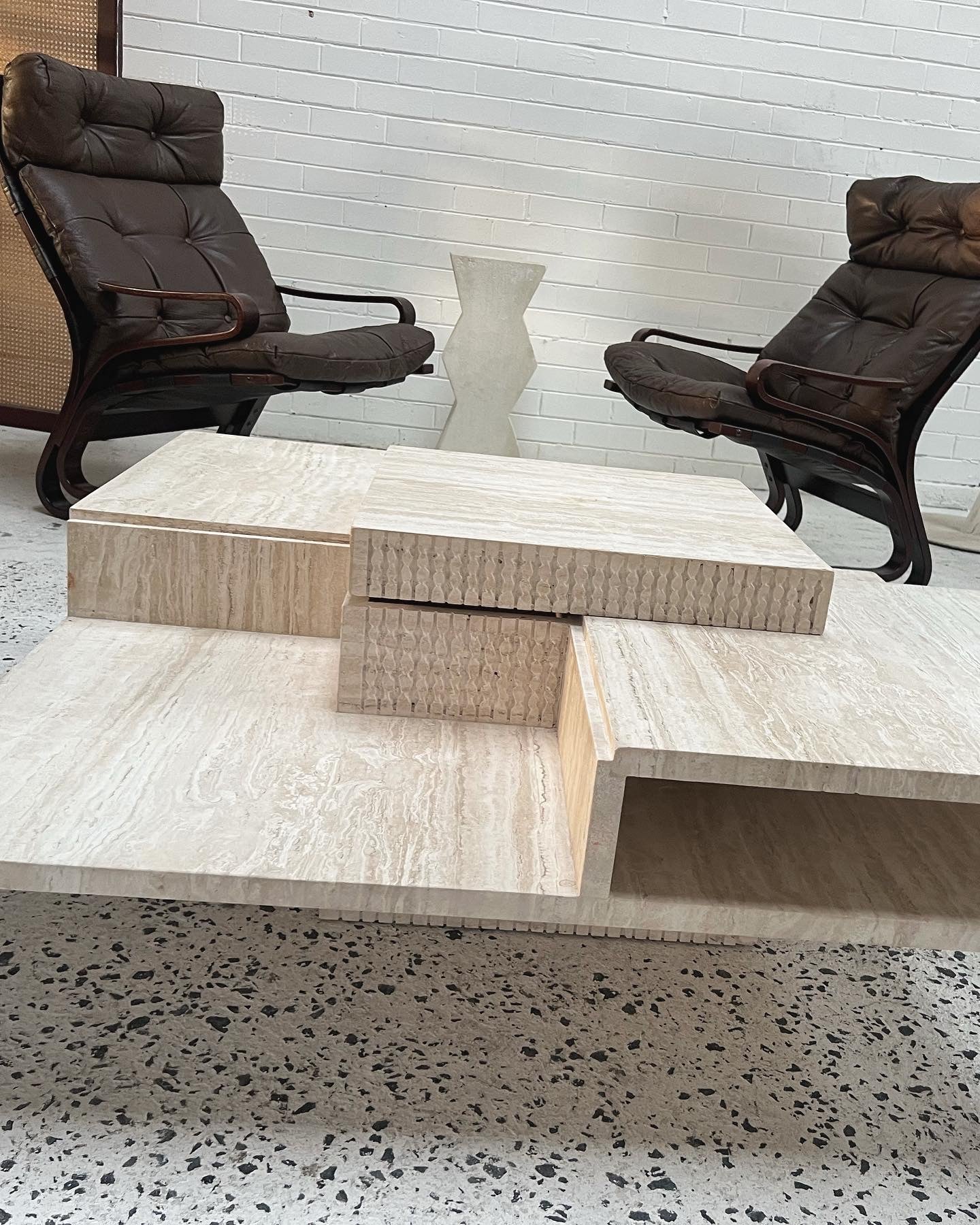 Sculptural Travertine Coffee Table
